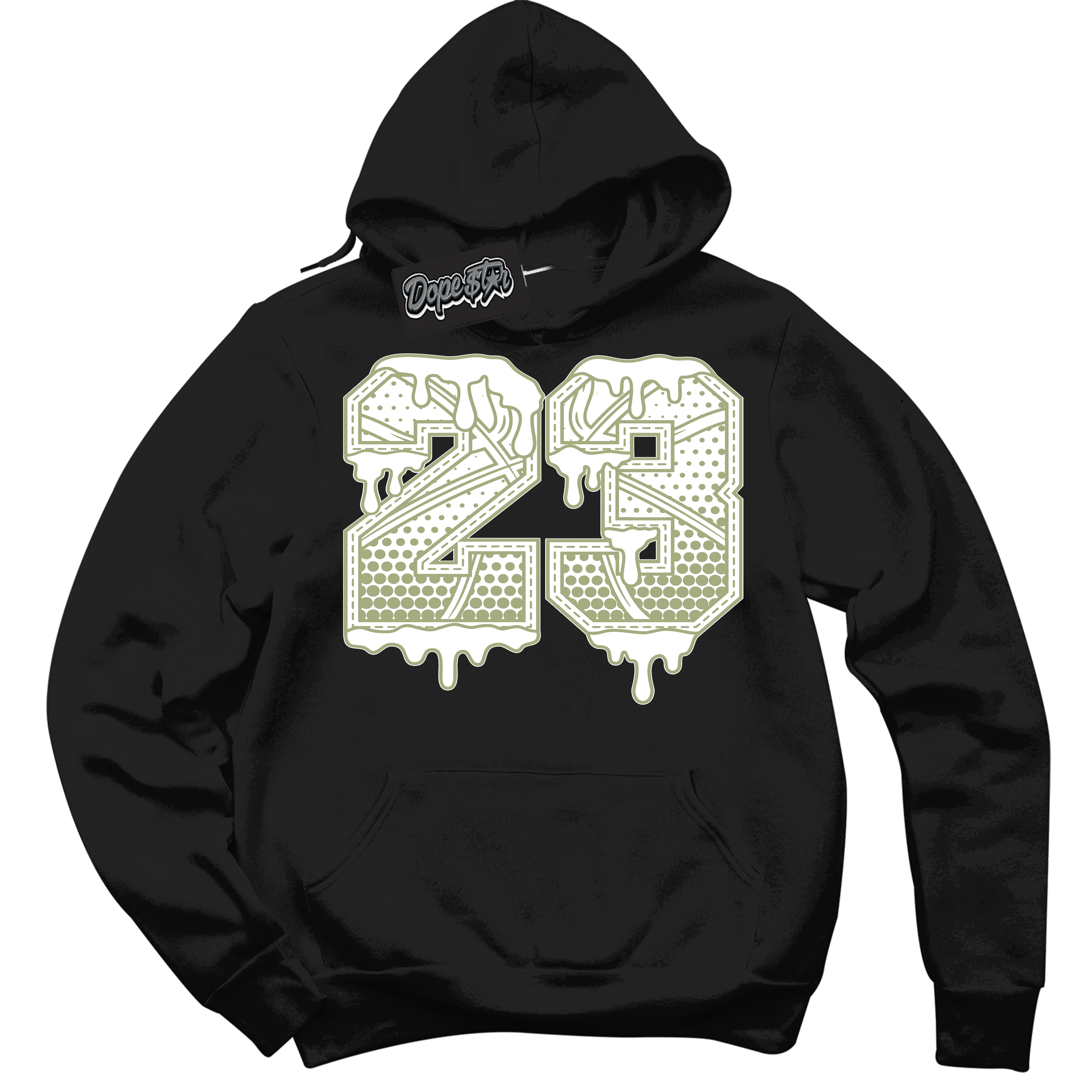 Cool Black Hoodie with “ 23 Ball ”  design that Perfectly Matches Safari Oil Green Dunk.