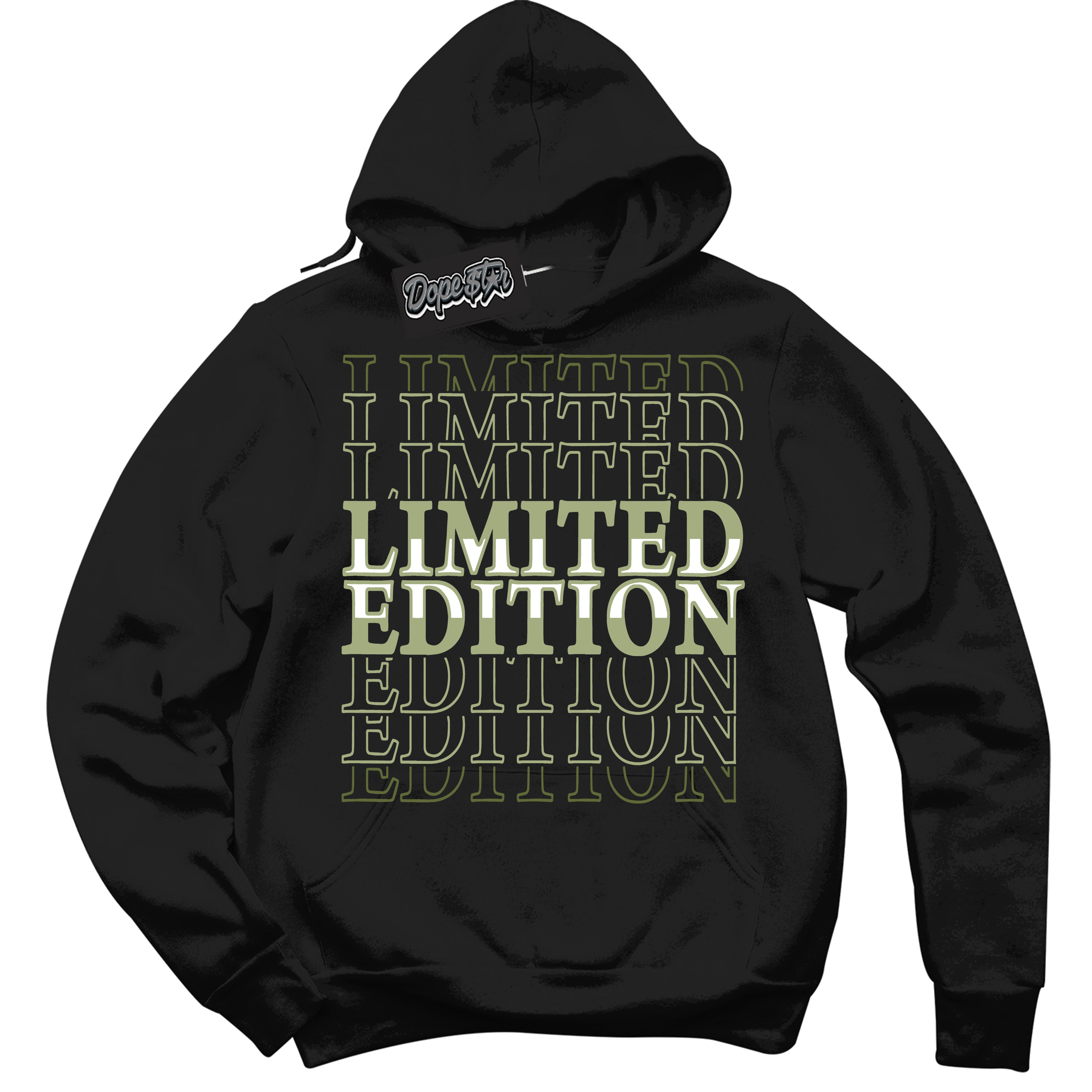 Cool Black Hoodie with “ Limited Edition ”  design that Perfectly Matches Safari Oil Green Dunk.
