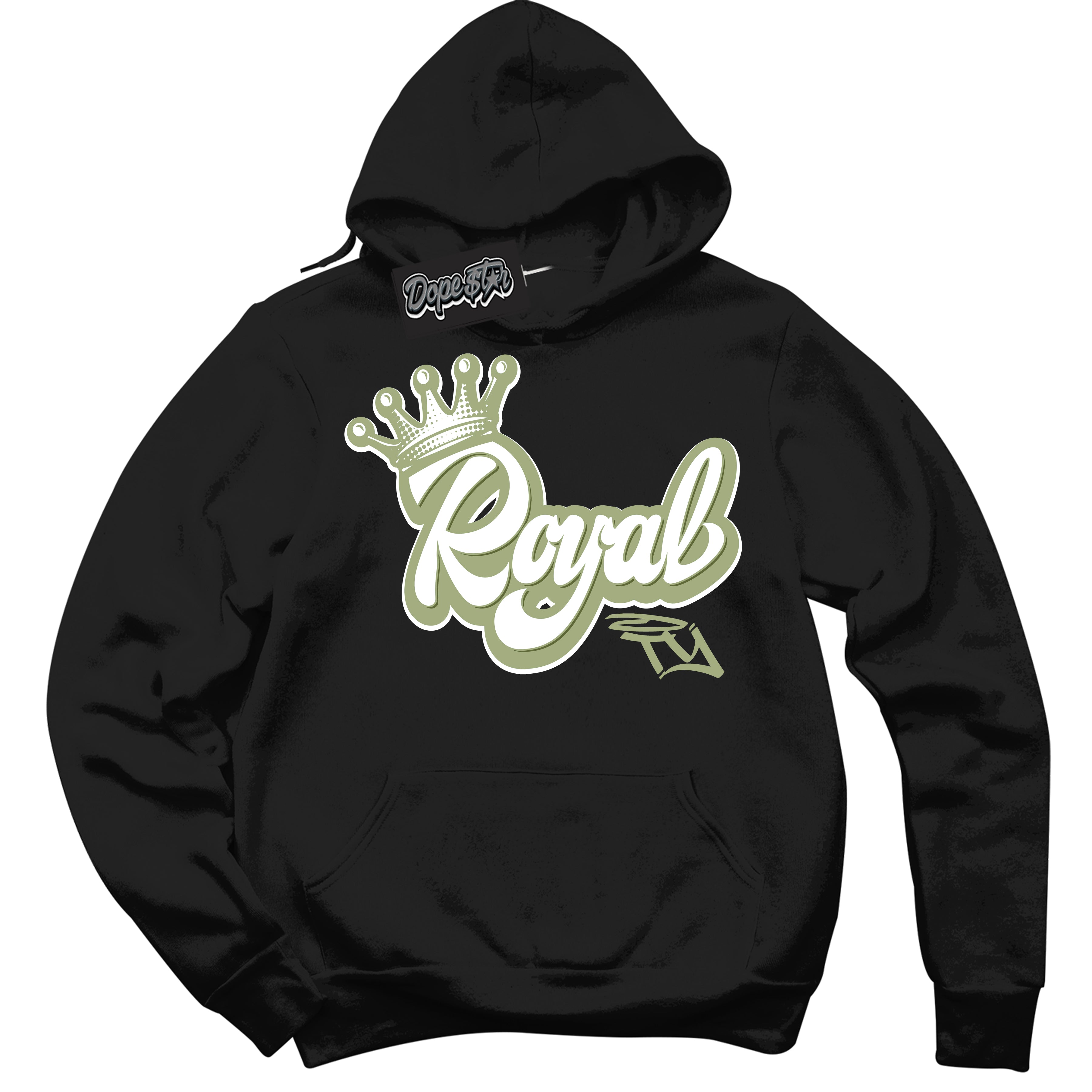 Cool Black Hoodie with “ Royalty ”  design that Perfectly Matches Safari Oil Green Dunk.