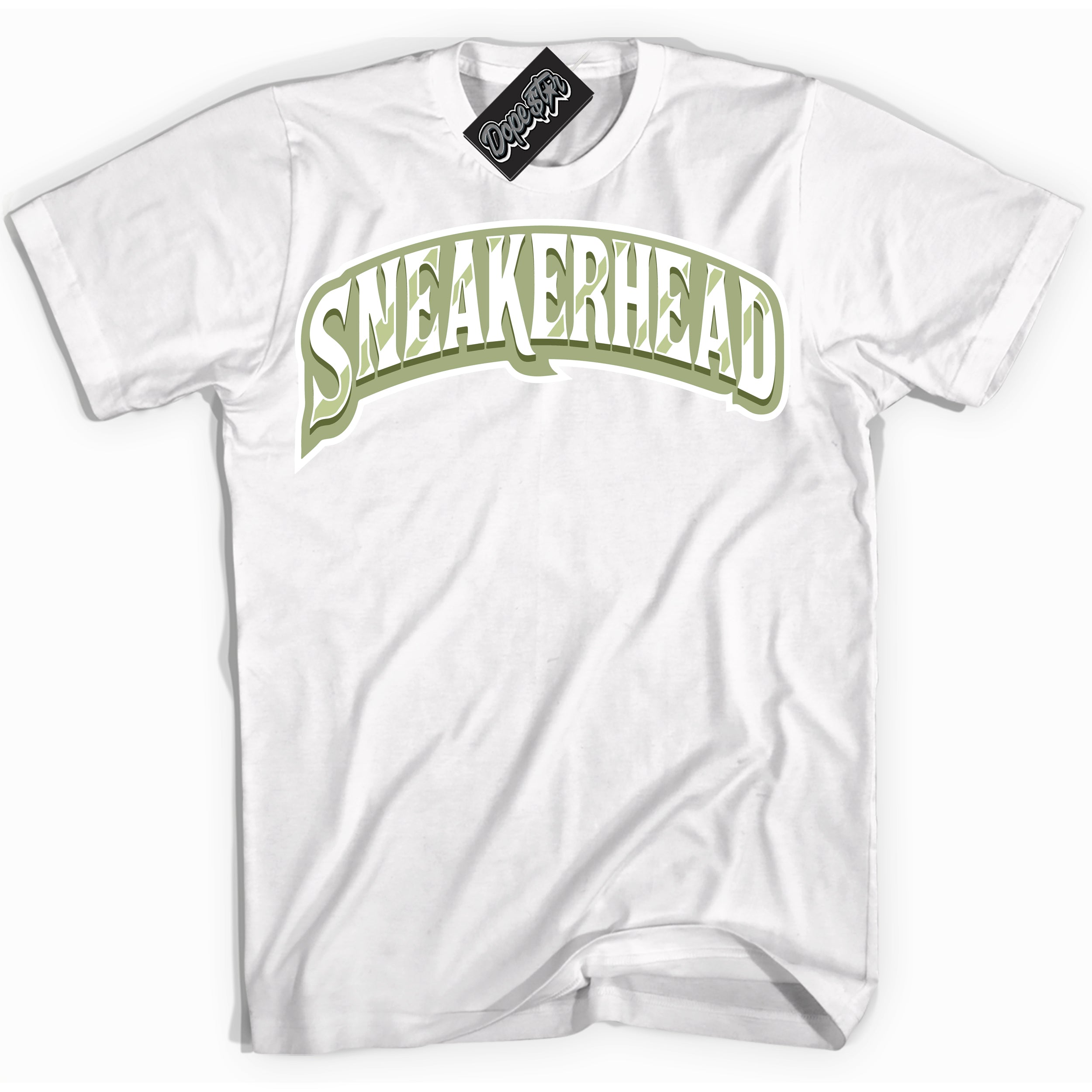 Cool White Shirt with “ Sneakerhead ” design that perfectly matches Safari Oil Green Dunk.