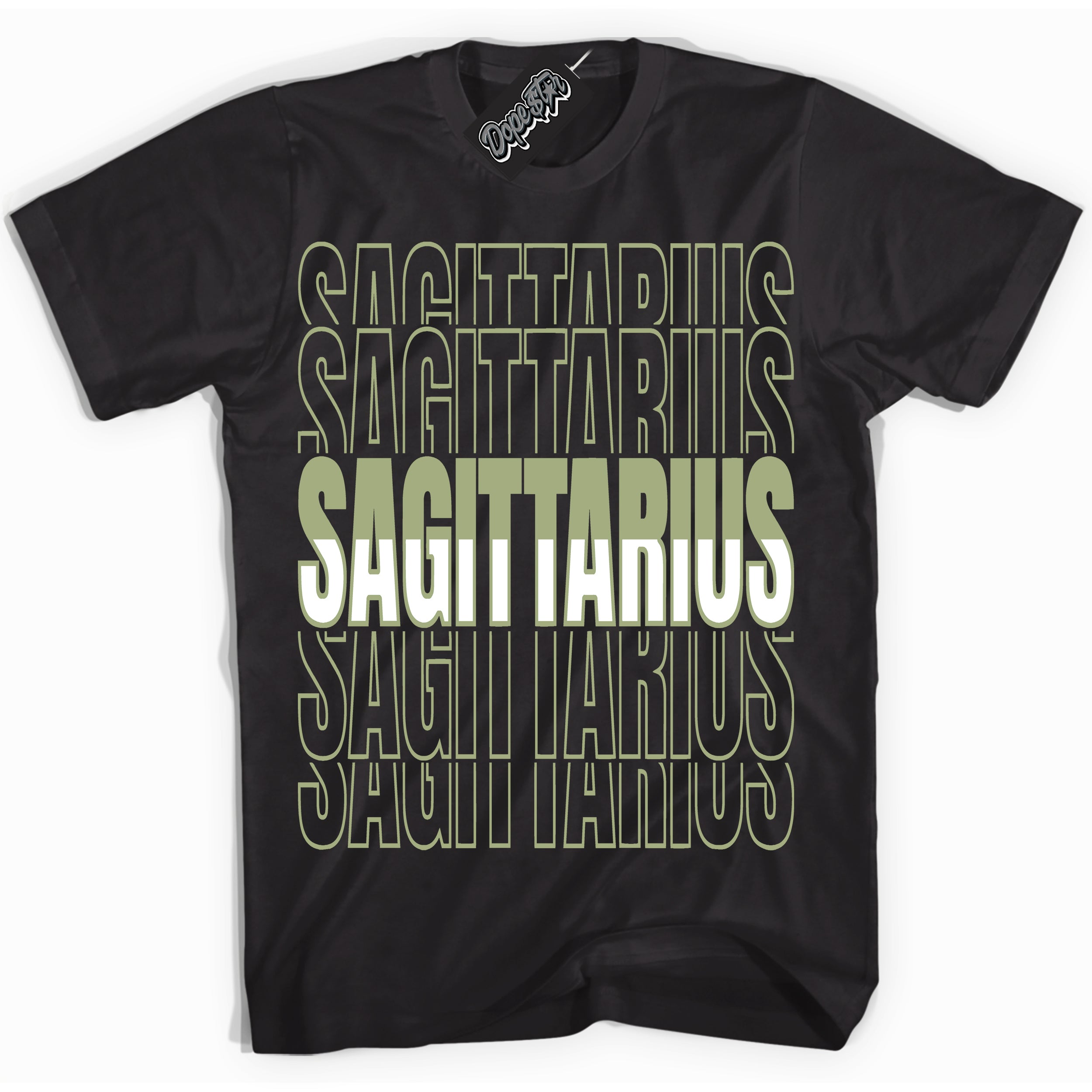 Cool Black Shirt with “ Sagittarius ” design that perfectly matches Safari Oil Green Dunk.