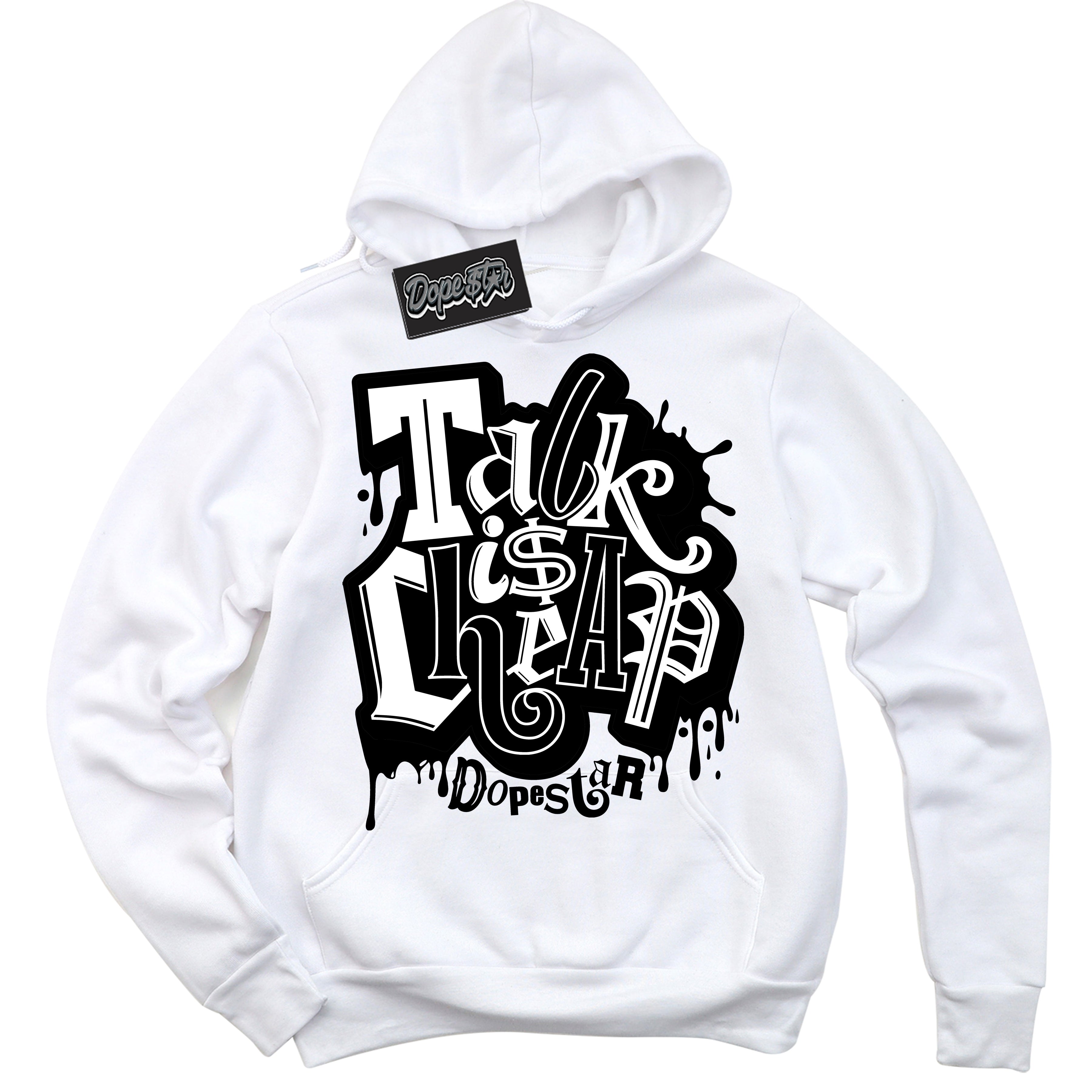 Cool White Hoodie with “ Talk Is Cheap ” design that Perfectly Matches Twist Panda Sneakers.