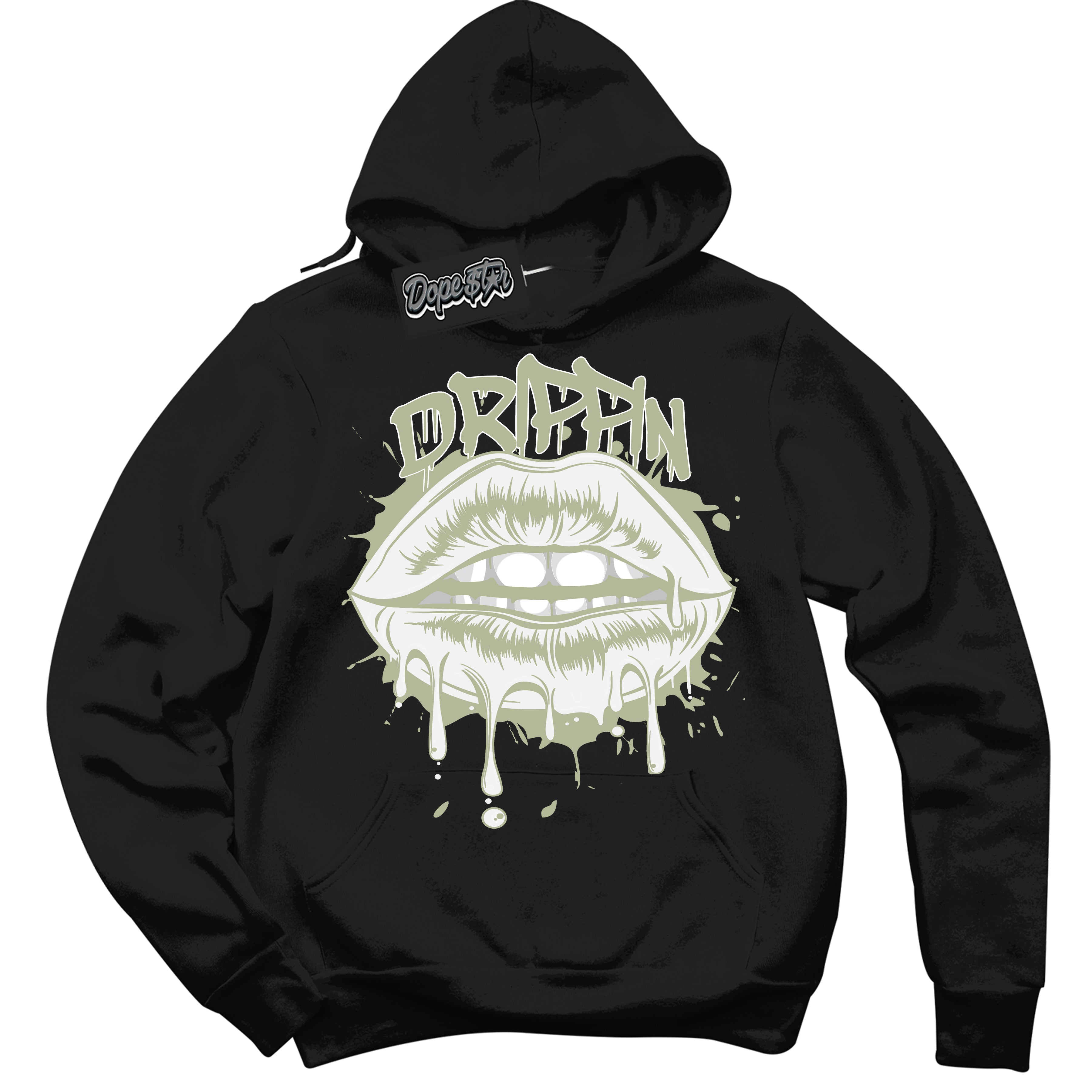 Cool Black Hoodie with “ Drippin ”  design that Perfectly Matches Next Nature Olive Aura Dunks.
