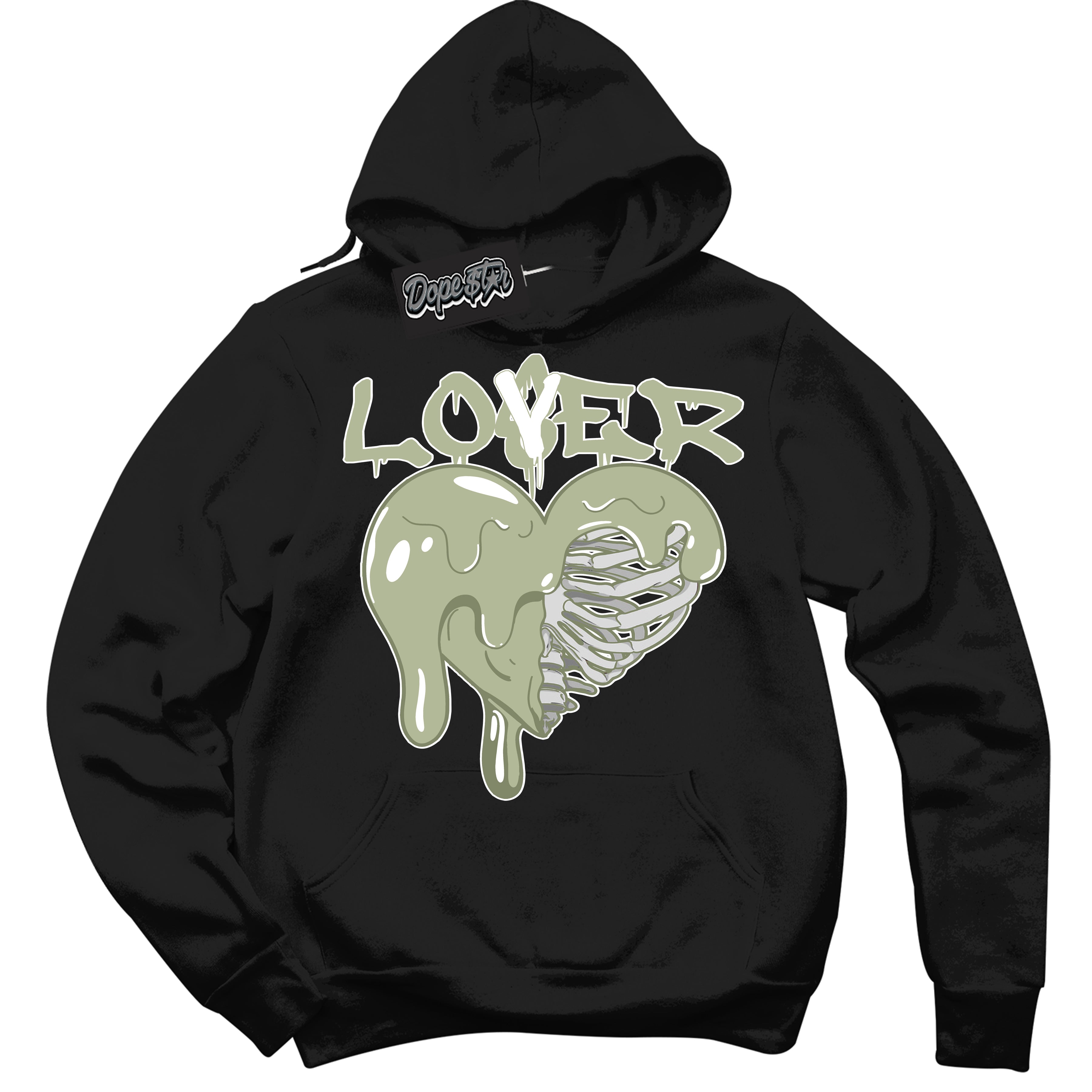 Cool Black Hoodie with “ Lover Loser ”  design that Perfectly Matches Next Nature Olive Aura Dunks.