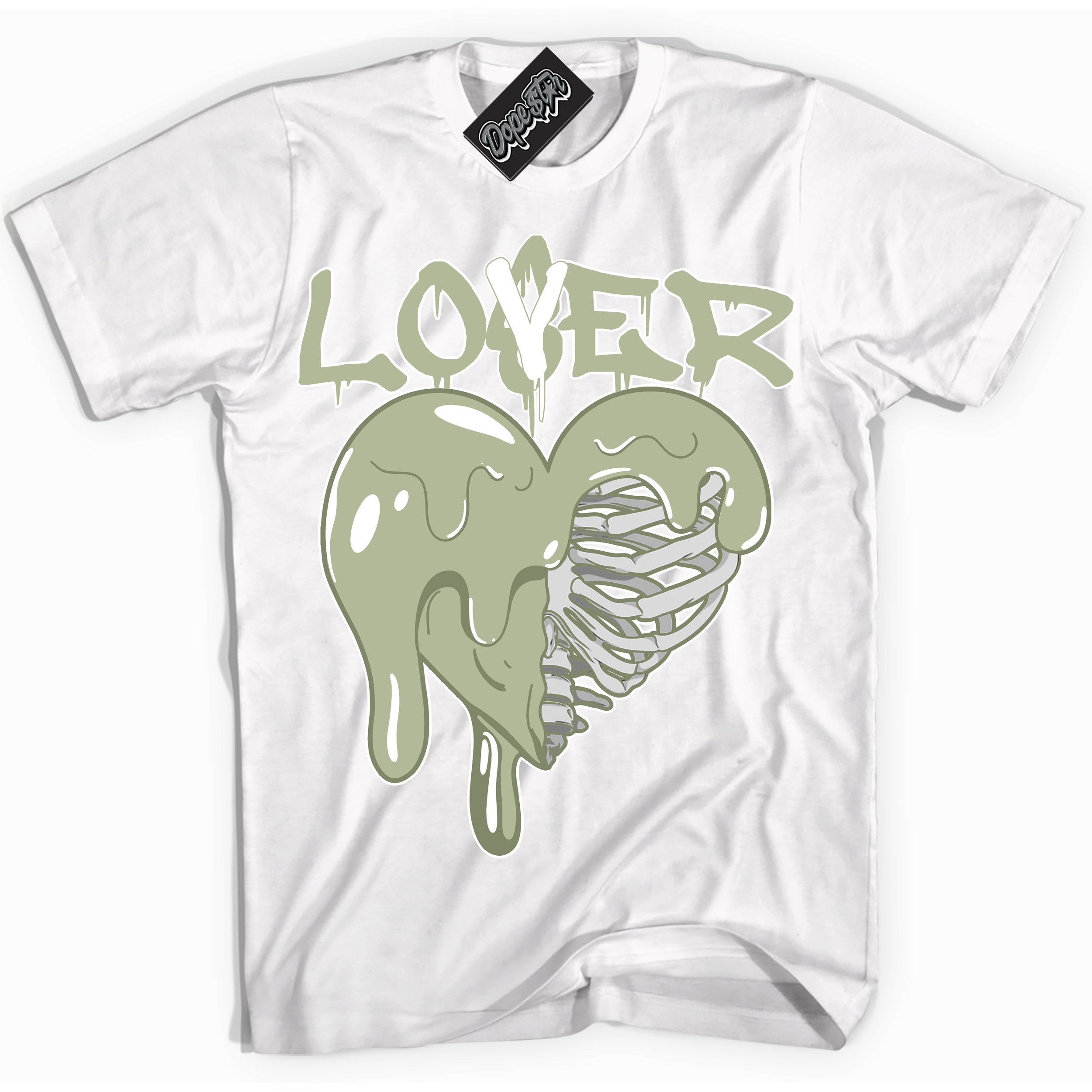 Cool White Shirt with “ Lover Loser ” design that perfectly matches Next Nature Olive Aura Dunks.