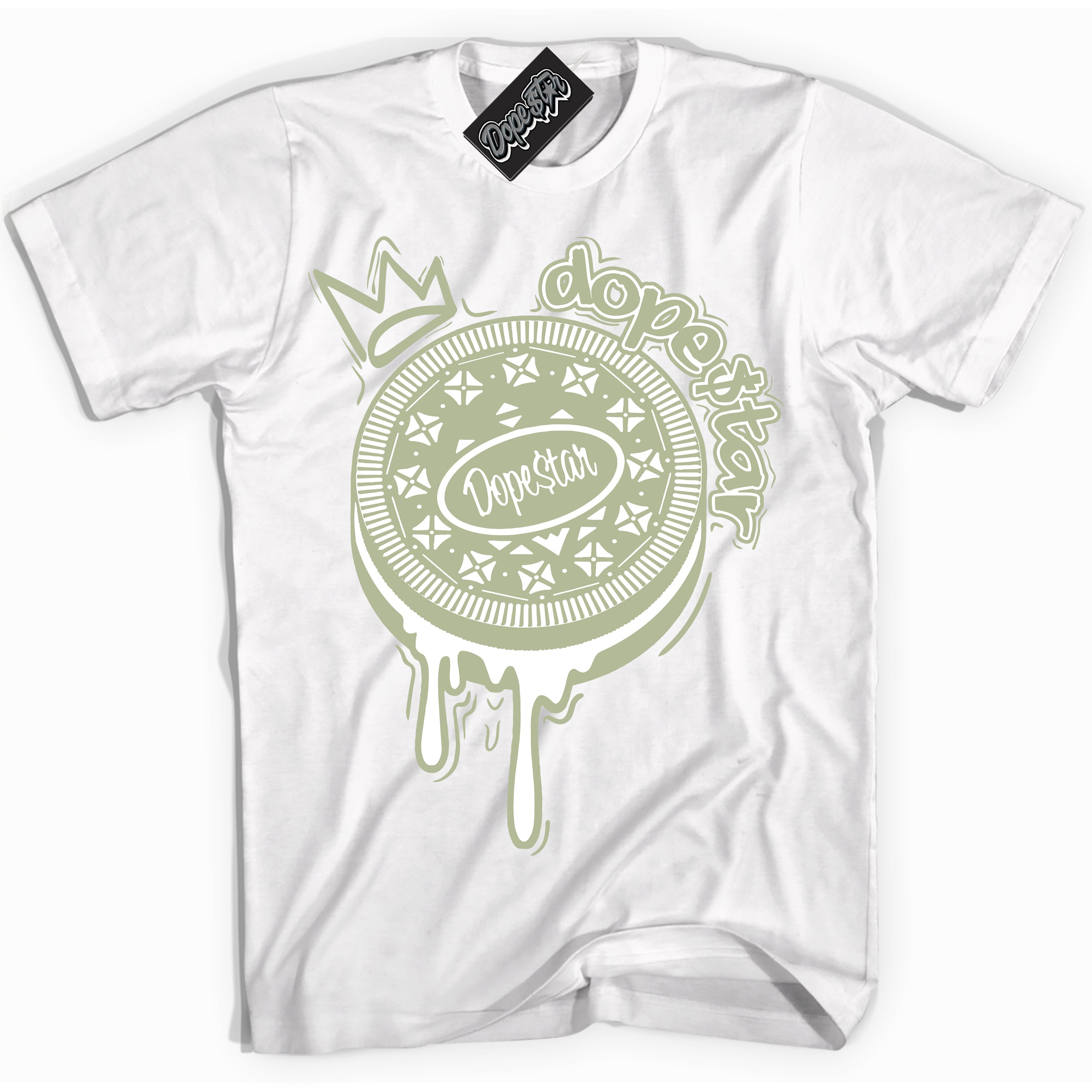 Cool White Shirt with “ Oreo DS ” design that perfectly matches Next Nature Olive Aura Dunks.