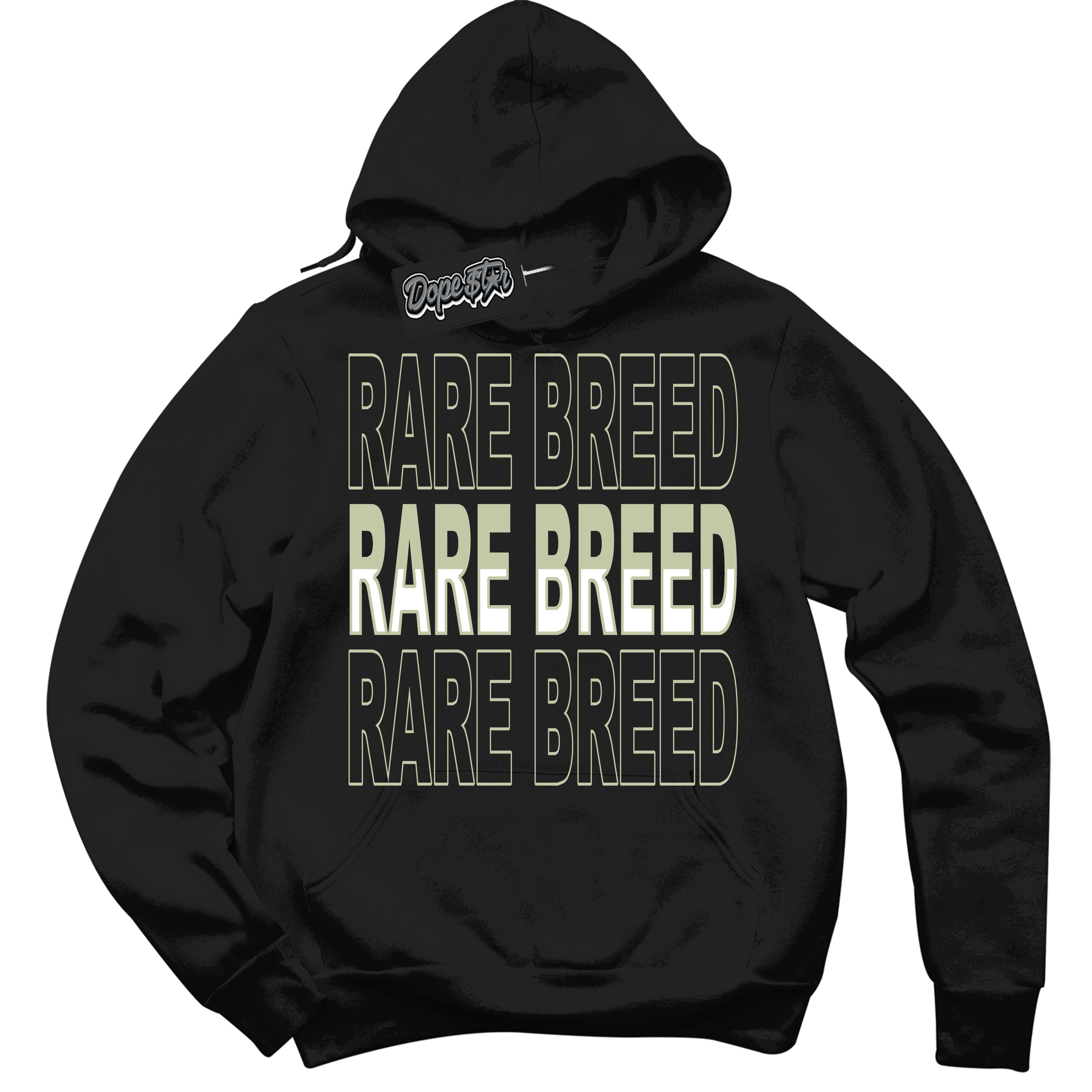 Cool Black Hoodie with “ Rare Breed ”  design that Perfectly Matches Next Nature Olive Aura Dunks.