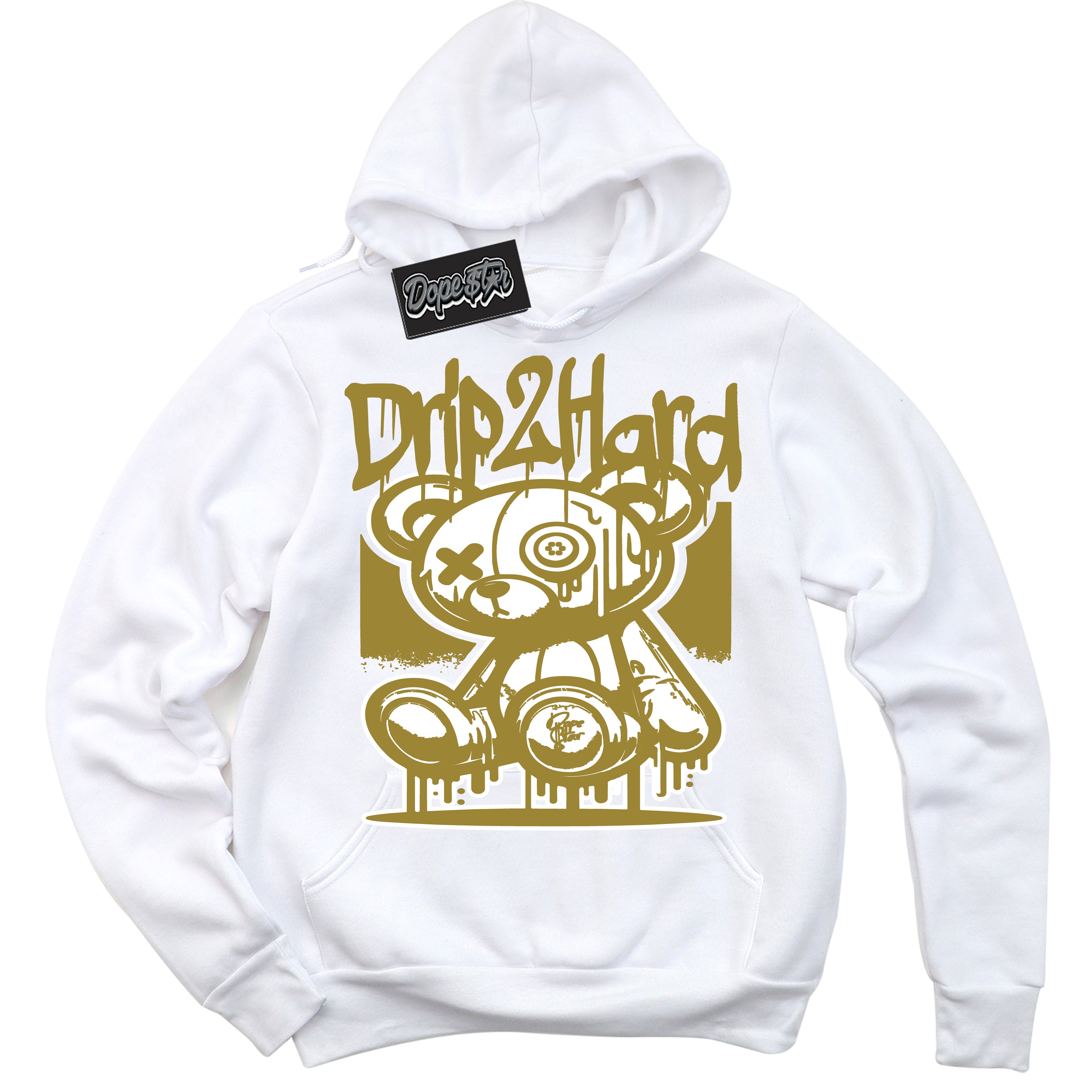 Cool White Hoodie with “ Drip 2 Hard ”  design that Perfectly Matches Pacific Moss Dunks.