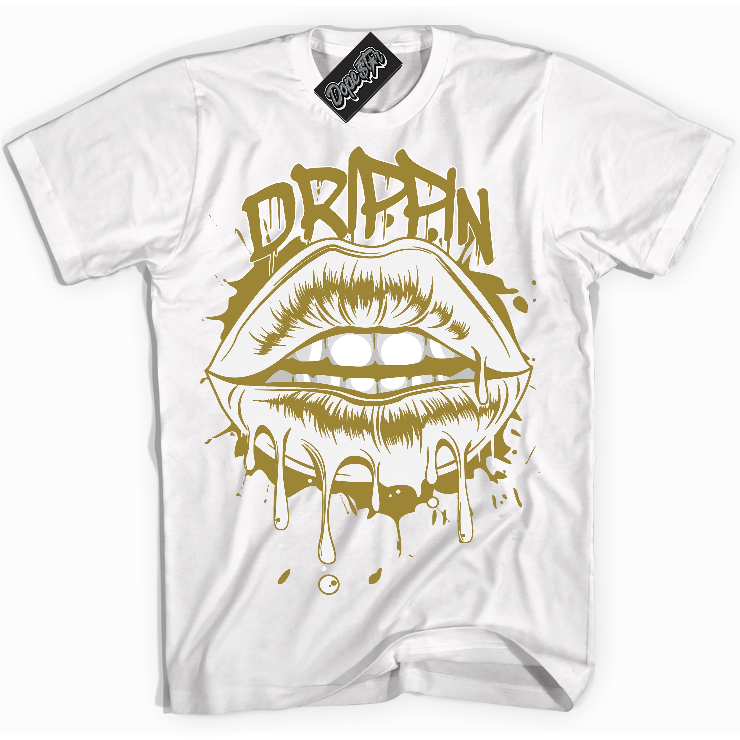 Cool White Shirt with “ Drippin ” design that perfectly matches Pacific Moss Dunks.