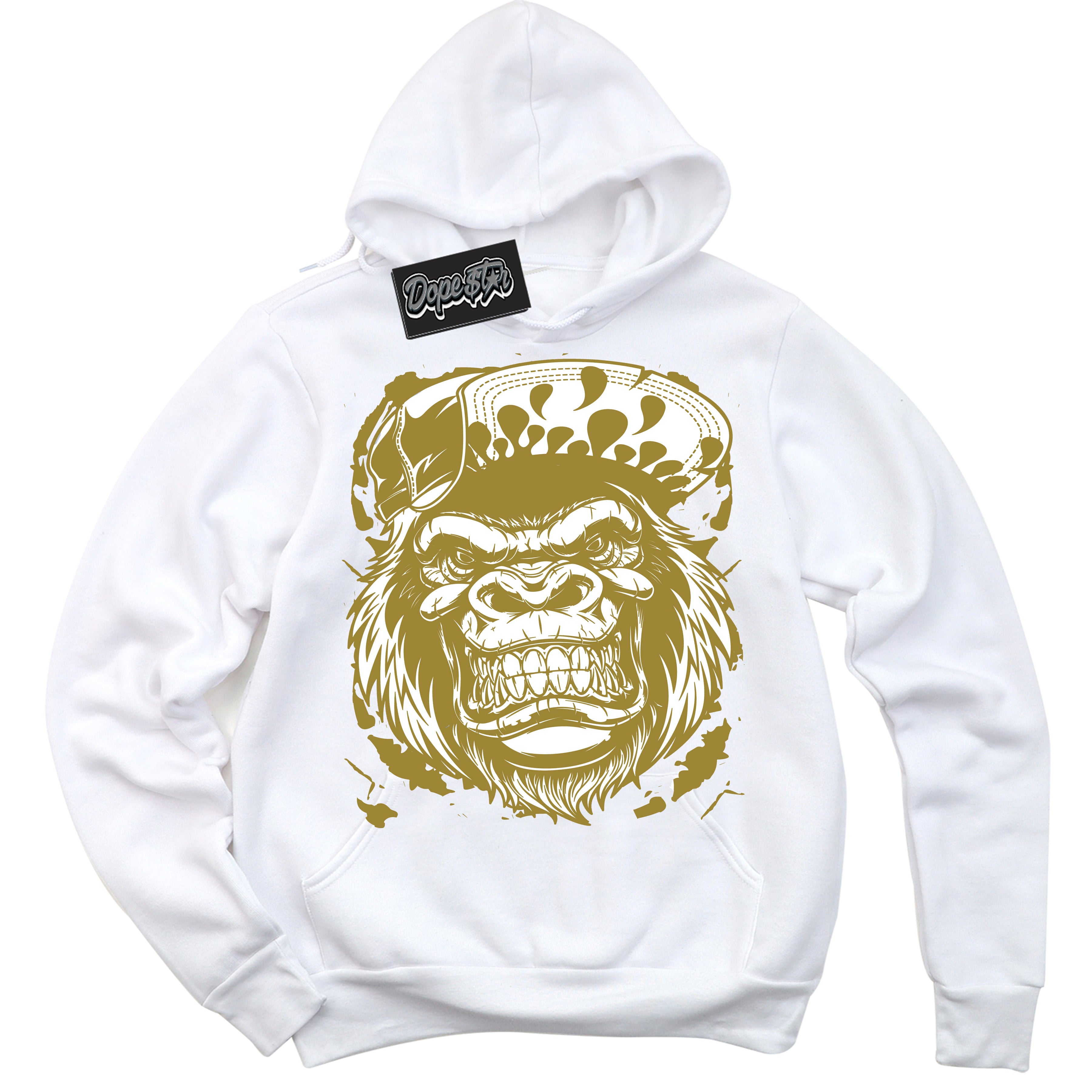 Cool White Hoodie with “Gorilla Beast” design that Perfectly Matches Pacific Moss Dunks.