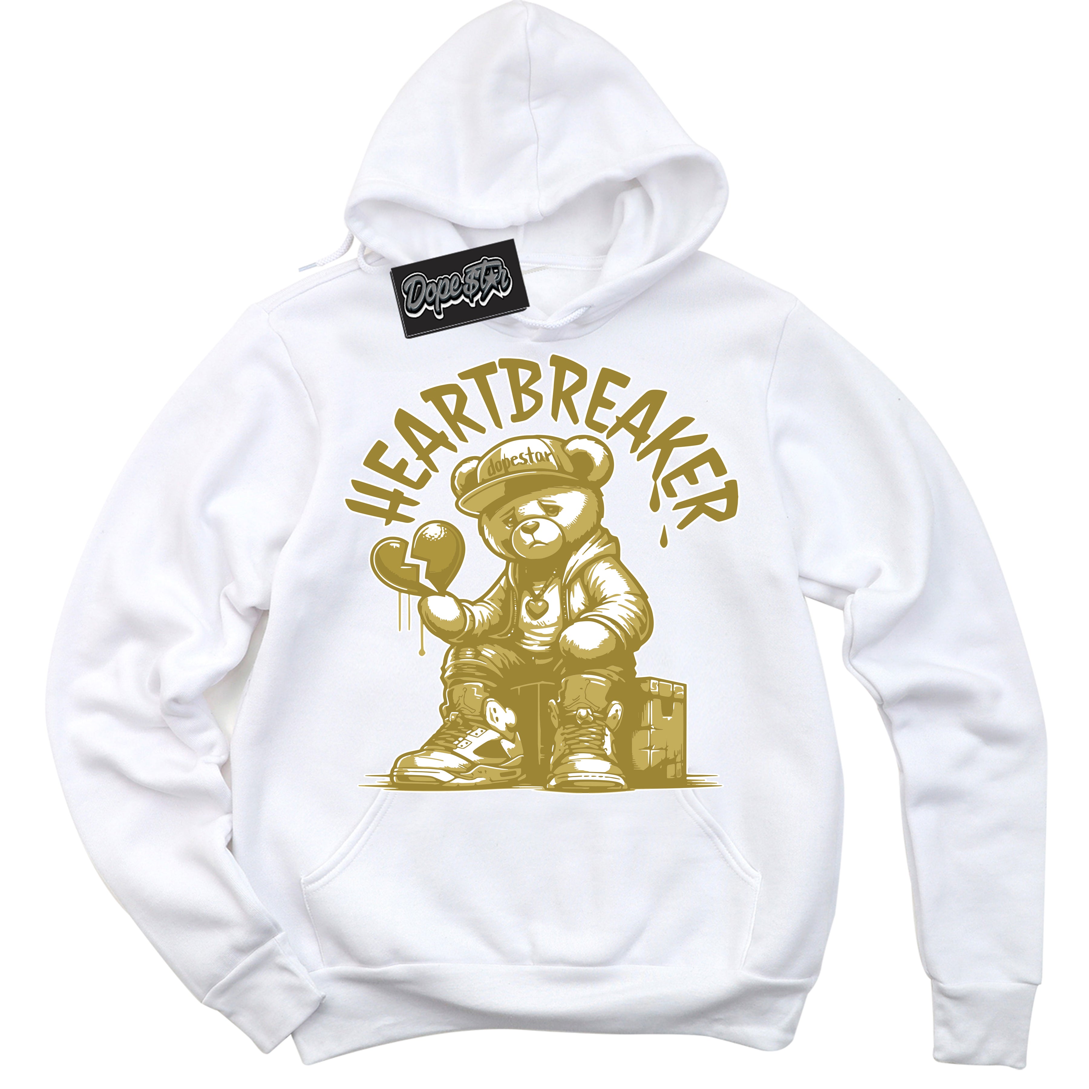 Cool White Hoodie with “ Heartbreaker Bear ”  design that Perfectly Matches Pacific Moss Dunks.