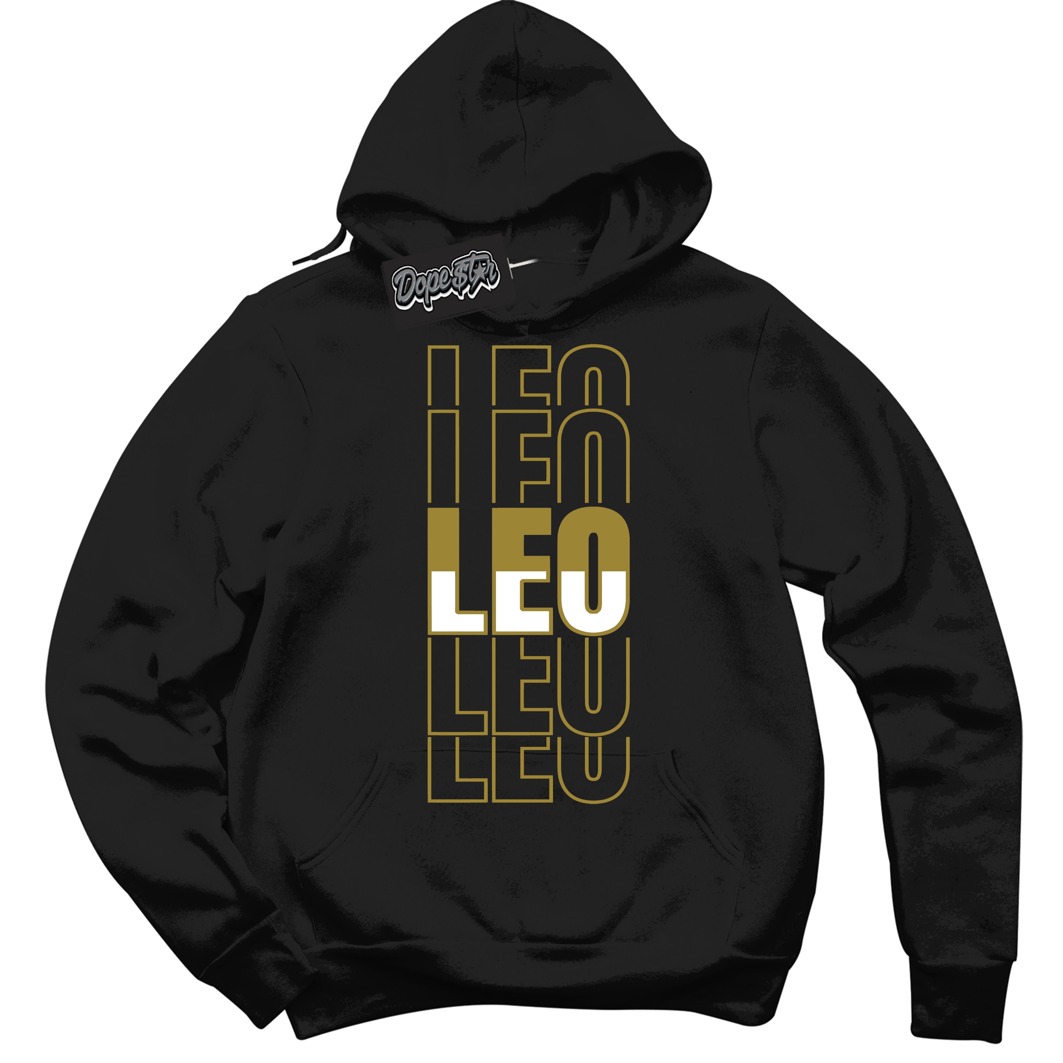 Cool Black Hoodie with “ Leo ”  design that Perfectly Matches Pacific Moss Dunks.