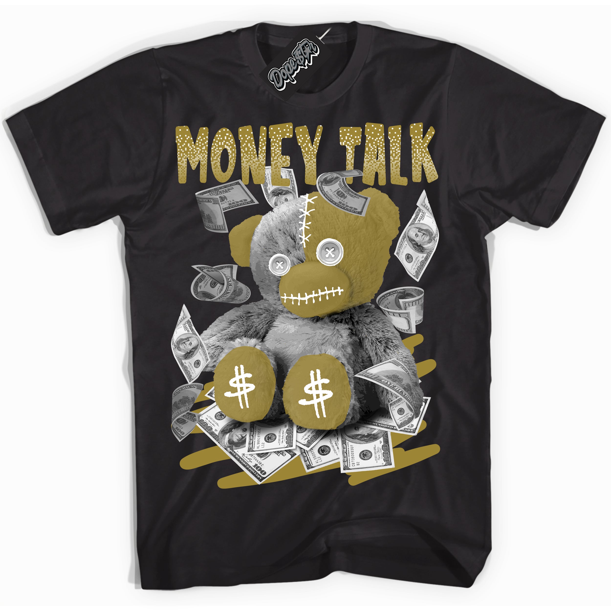 Cool Black Shirt with “ Money Talk Bear ” design that perfectly matches Pacific Moss Dunks.
