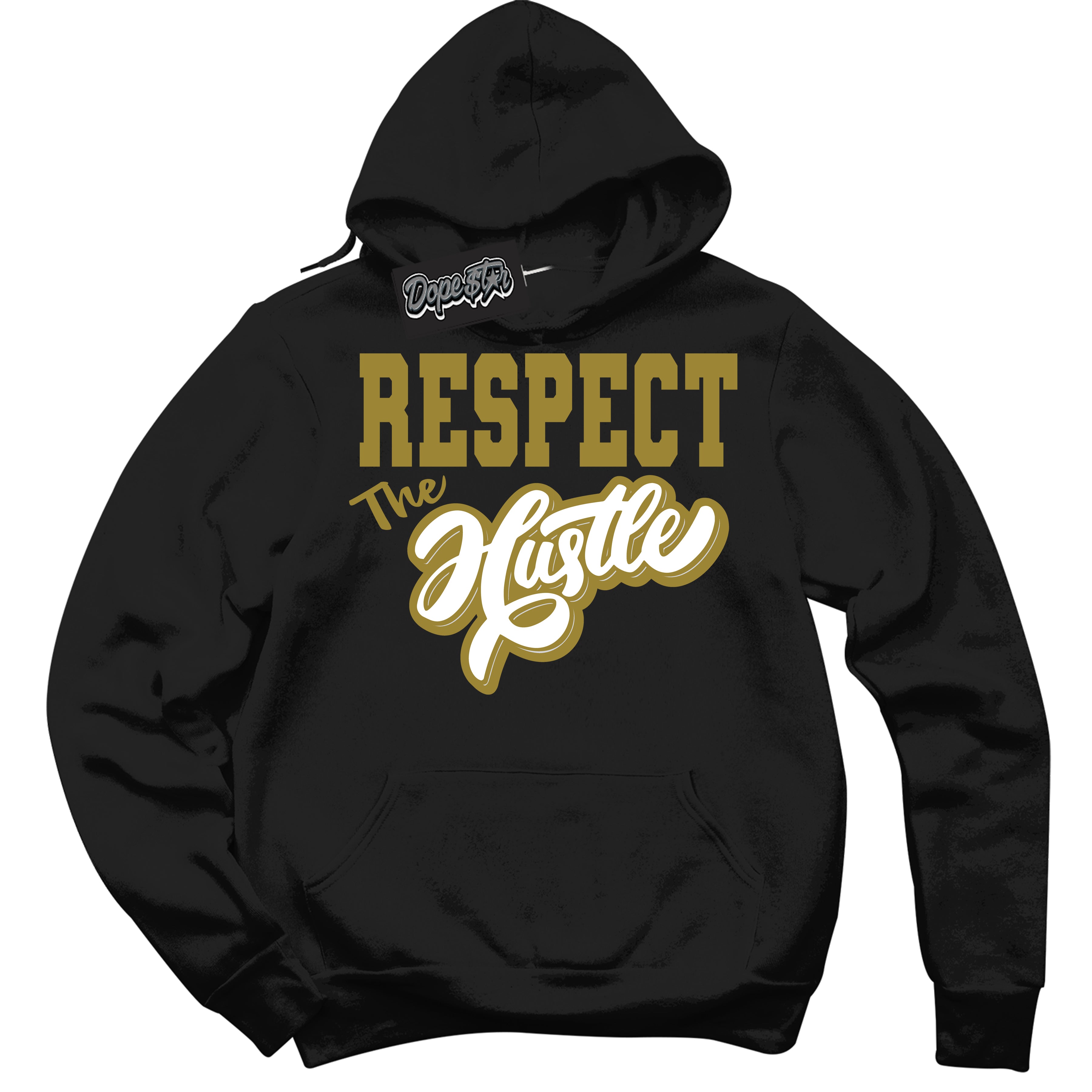 Cool Black Hoodie with “ Respect The Hustle ”  design that Perfectly Matches Pacific Moss Dunks.