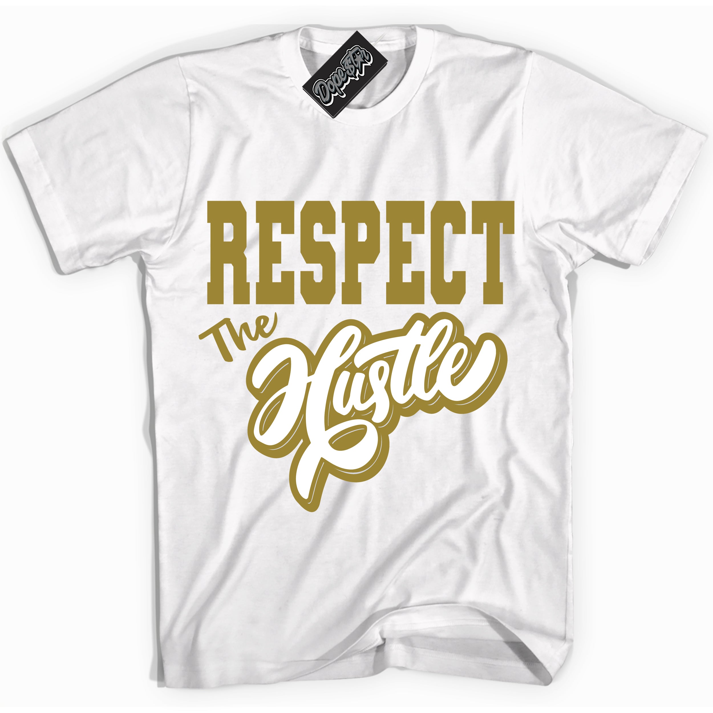 Cool White Shirt with “ Respect The Hustle ” design that perfectly matches Pacific Moss Dunks.