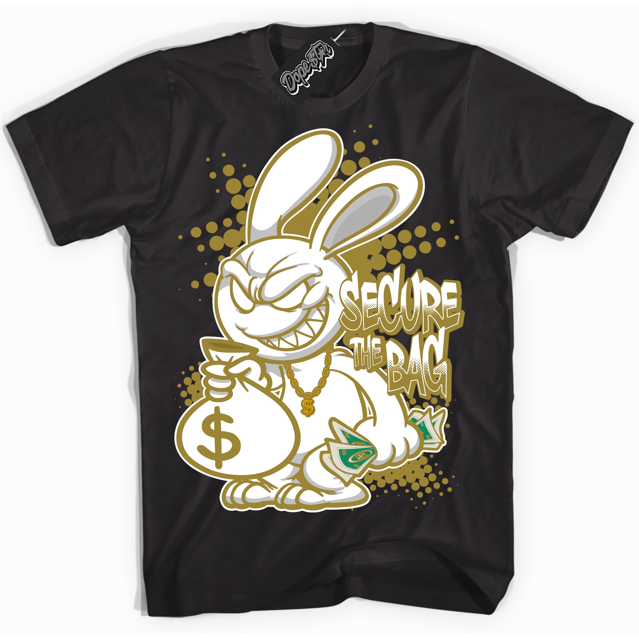 Cool Black Shirt with “ Secure The Bag ” design that perfectly matches Pacific Moss Dunks.