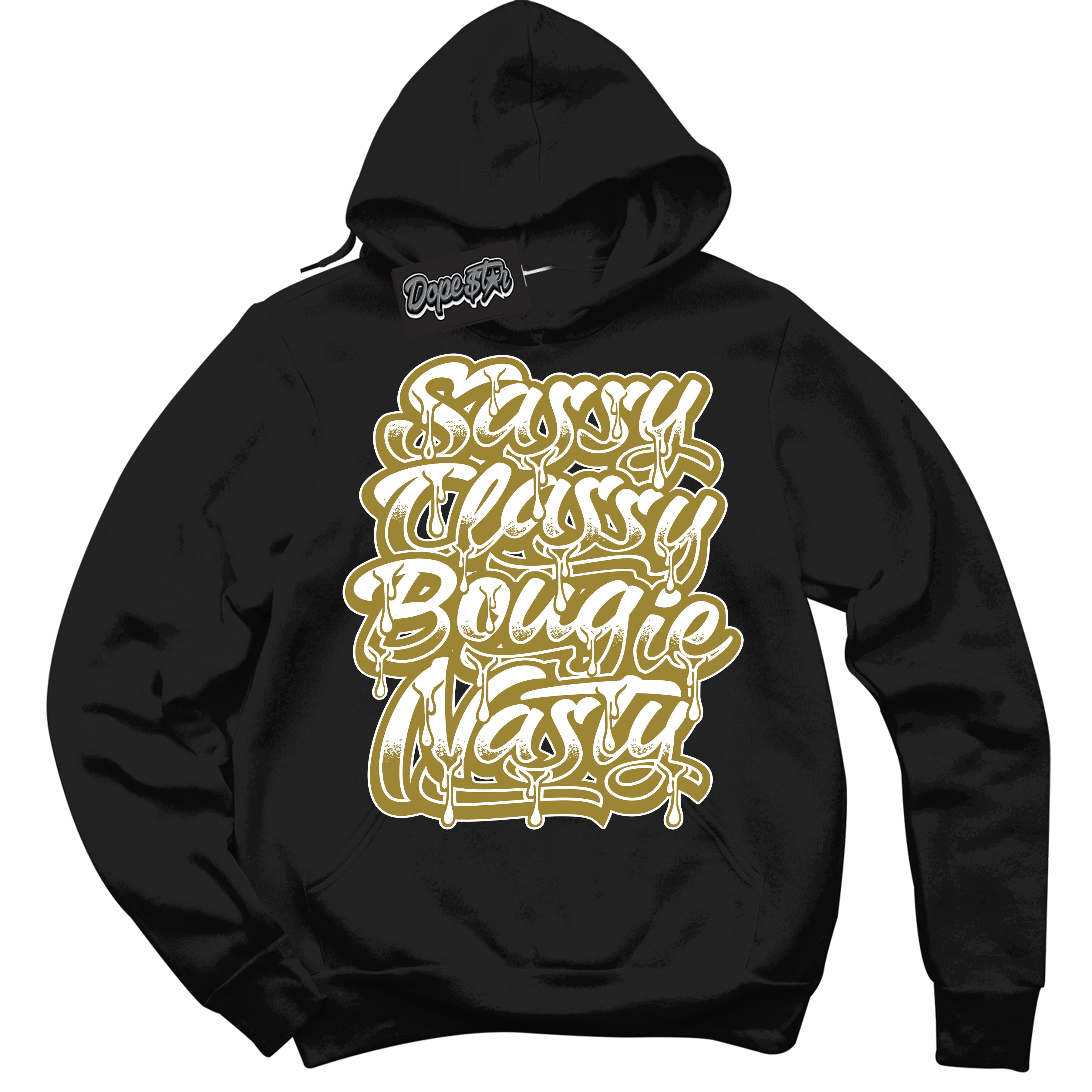 Cool Black Hoodie with “ Sassy Classy ”  design that Perfectly Matches Pacific Moss Dunks.