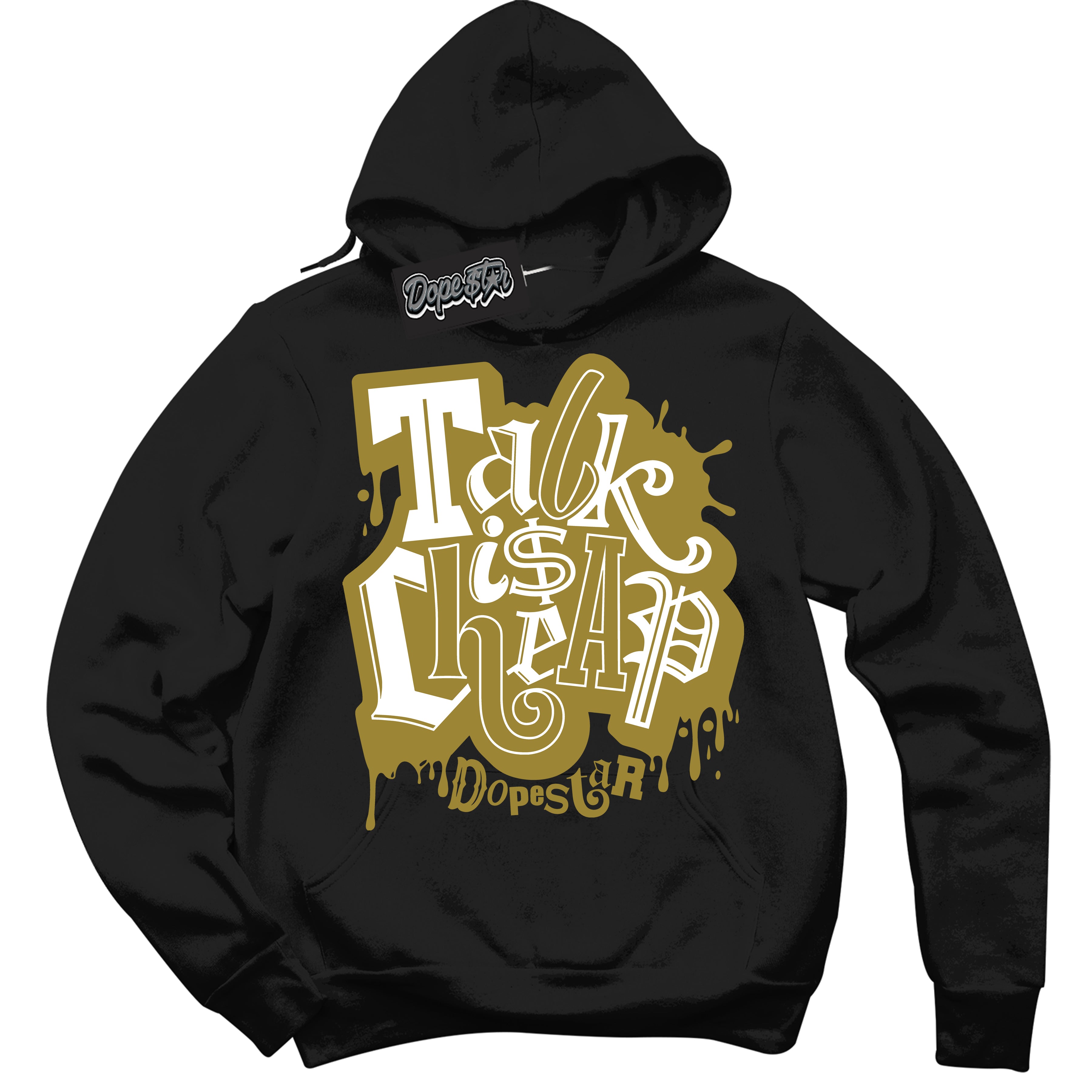 Cool Black Hoodie with “ Talk Is Cheap ”  design that Perfectly Matches Pacific Moss Dunks.