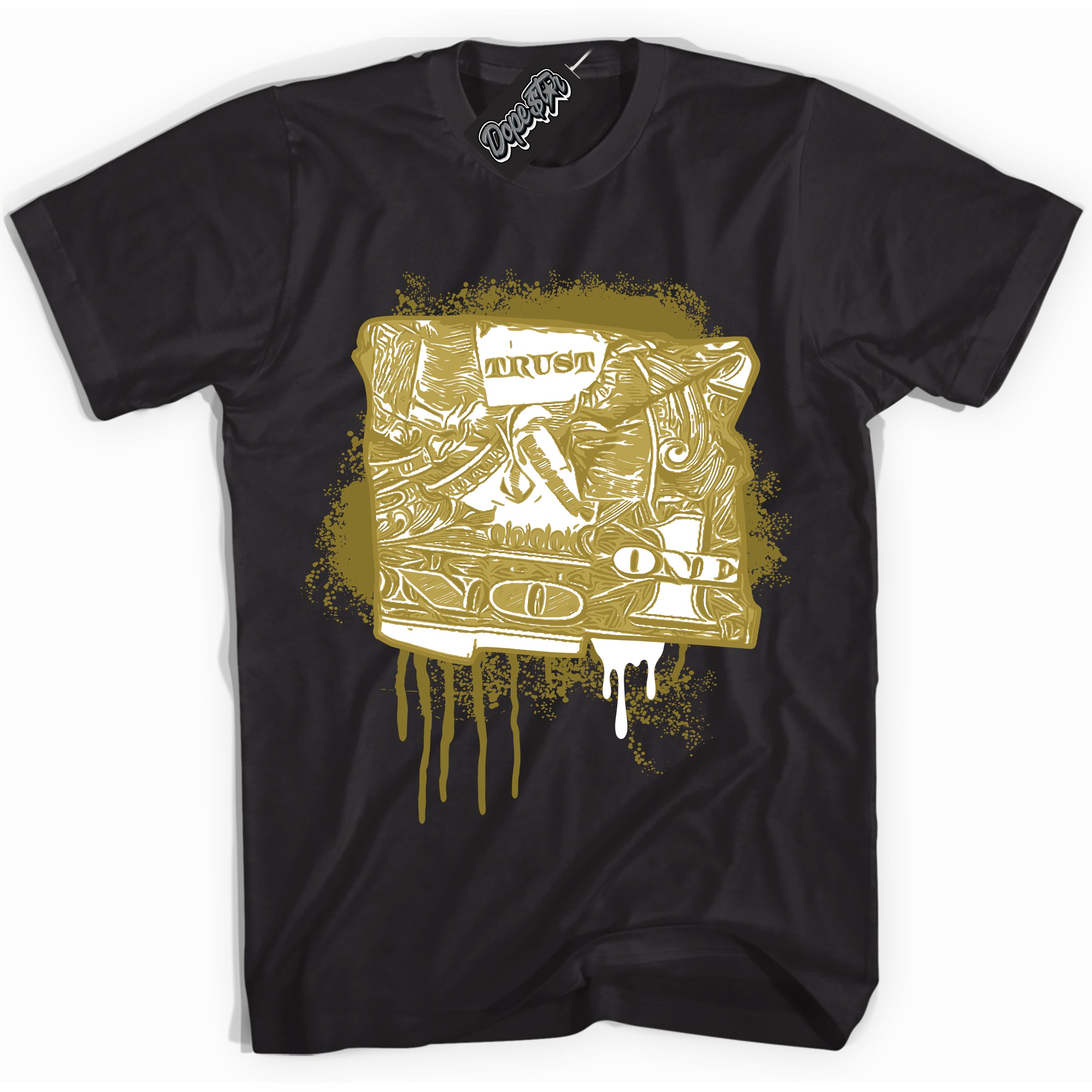 Cool Black Shirt with “ Trust No One Dollar ” design that perfectly matches Pacific Moss Dunks.