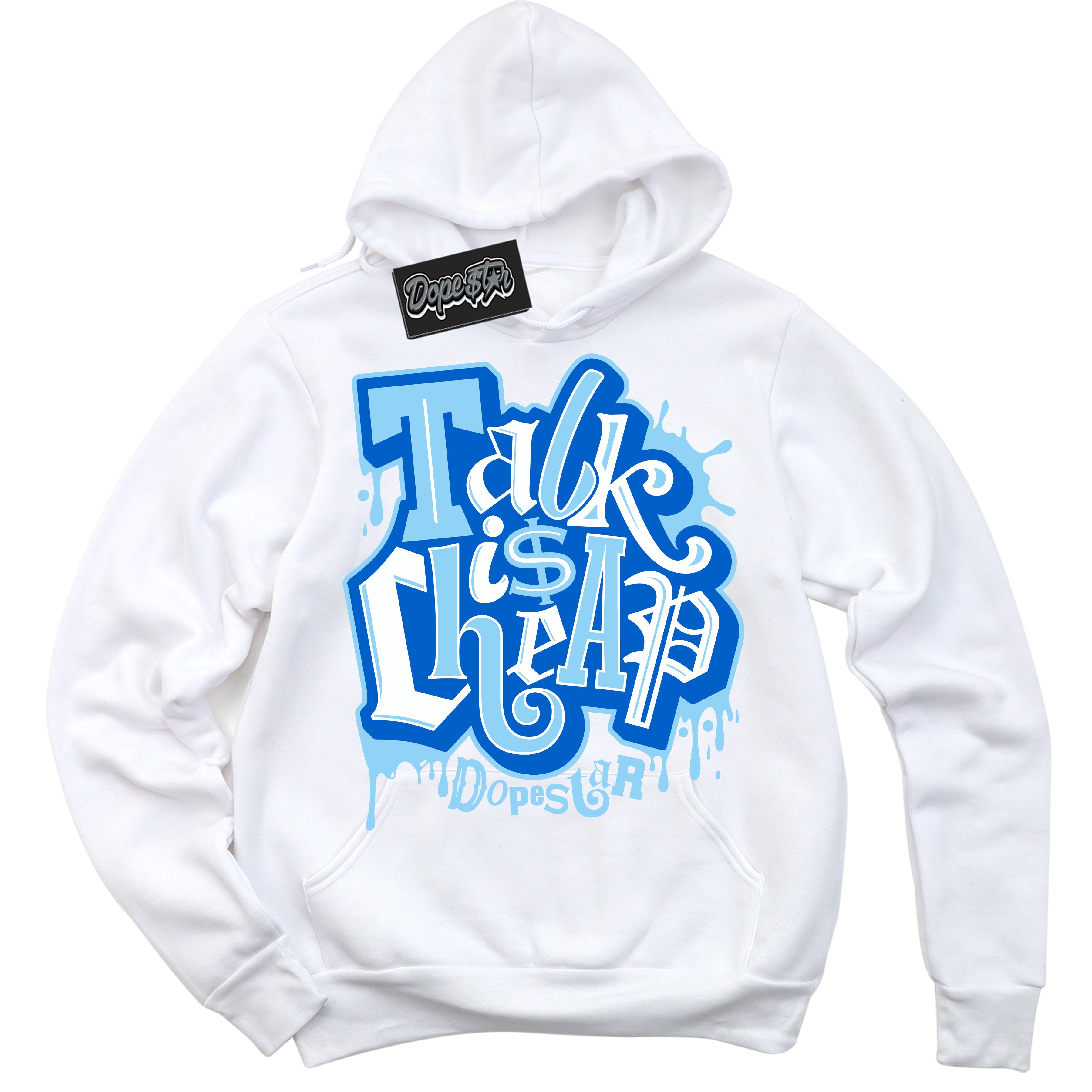 Cool White Hoodie with “ Talk Is Cheap ” design that Perfectly Matches Argon Sneakers.