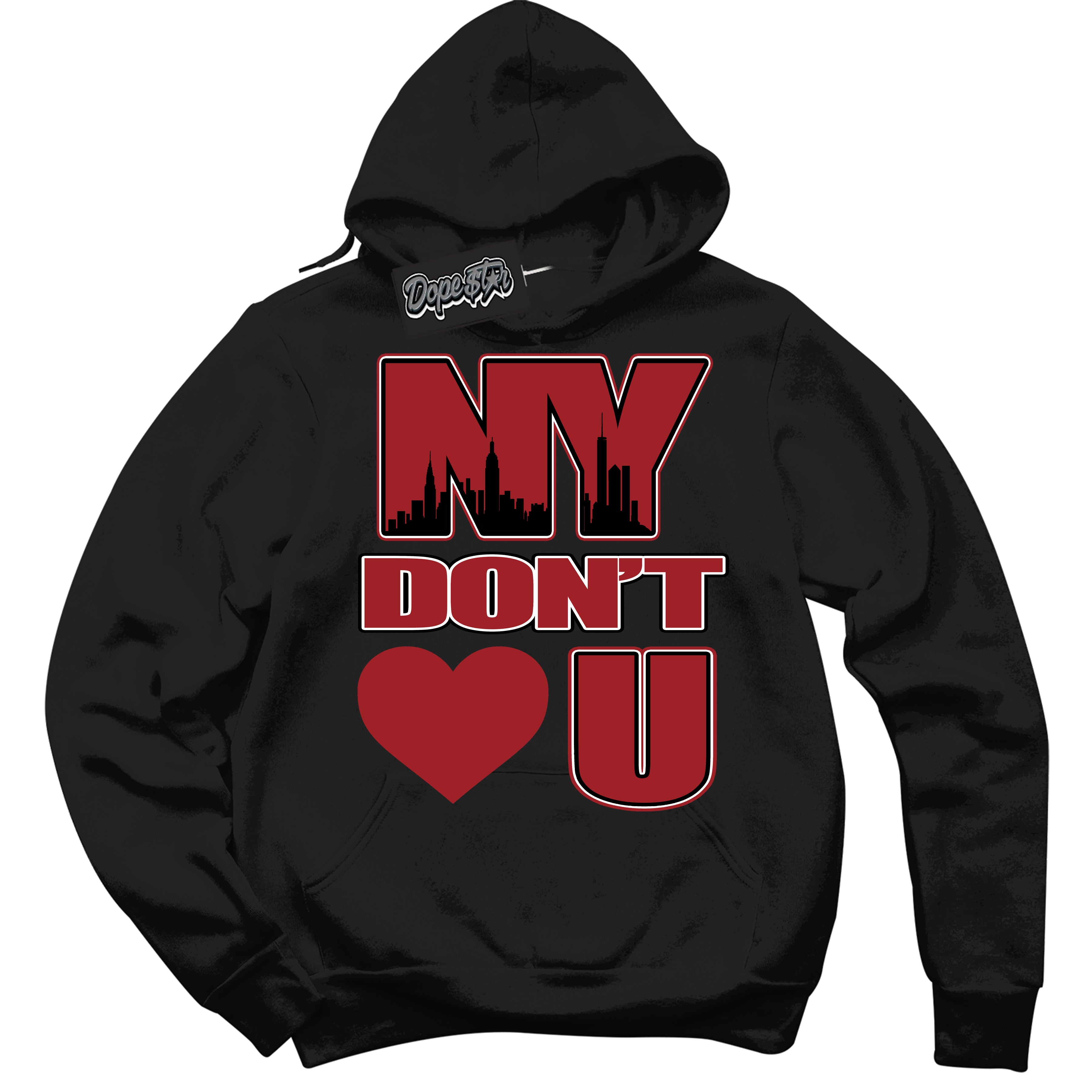 Cool Black Hoodie With “ NY Don't Love You “ Design That Perfectly Matches Lost And Found 1s Sneakers