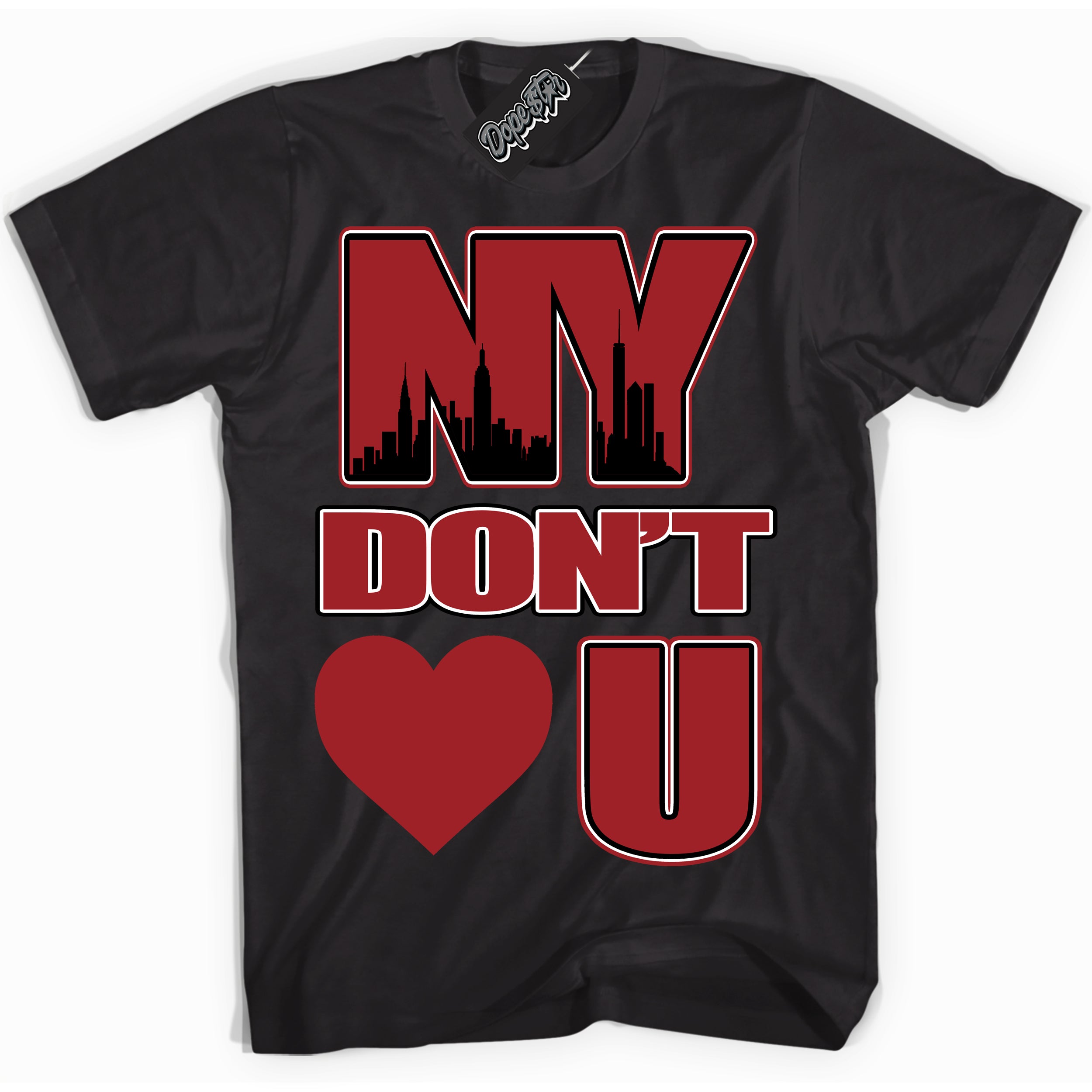 Cool Black graphic tee with “ NY Don't Love You ” print, that perfectly matches Lost And Found 1s sneakers