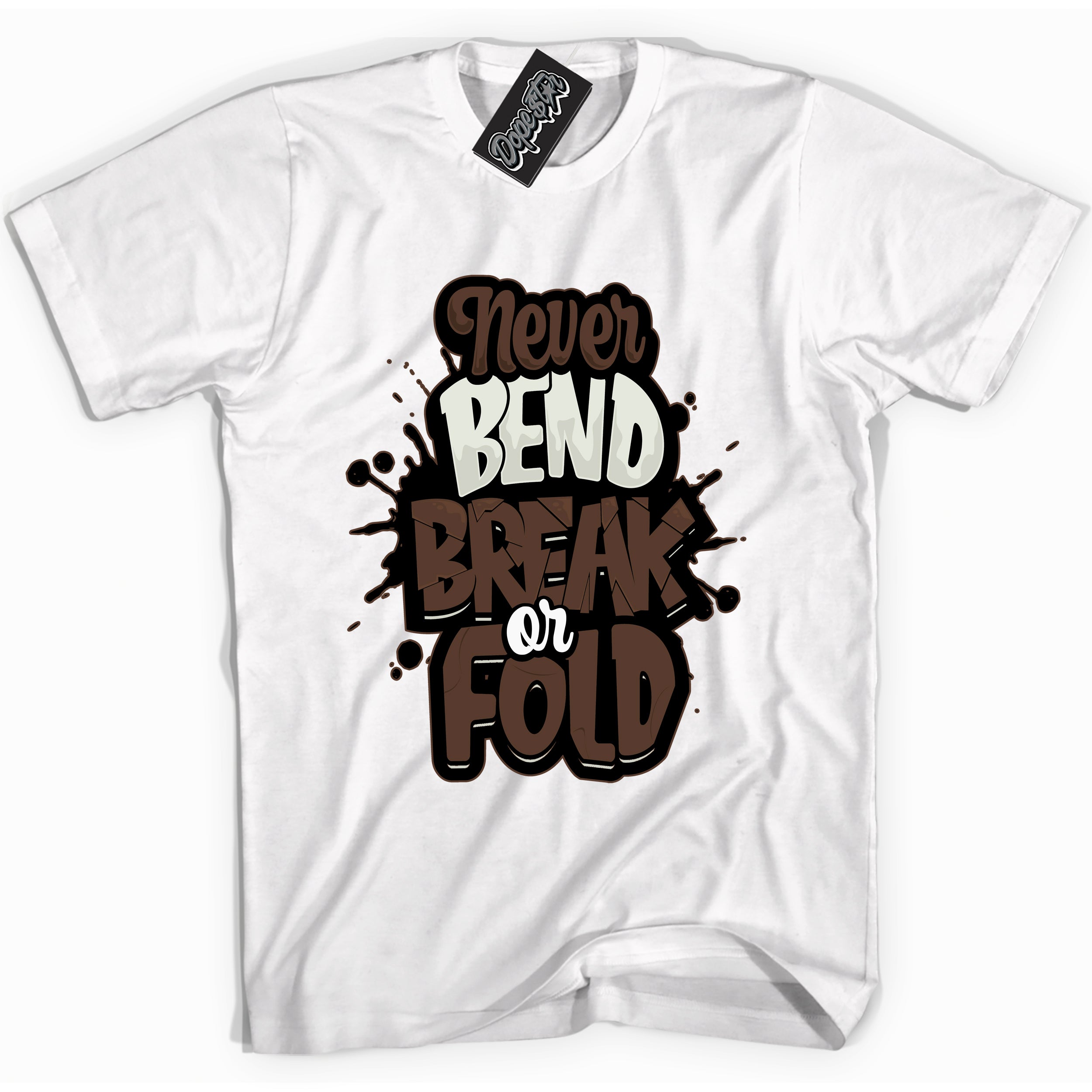 Cool White graphic tee with “ Never Bend Break Or Fold ” design, that perfectly matches Palomino 1s sneakers