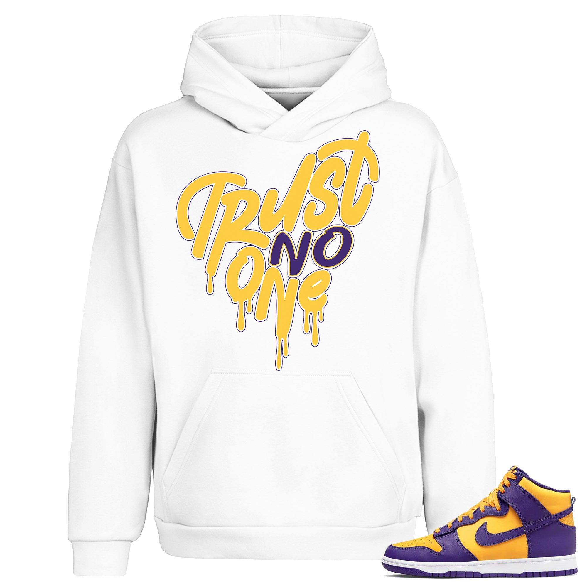 Dunk High Lakers Hoodie Trust No One Heart - Sneaker Shirts Outlet
