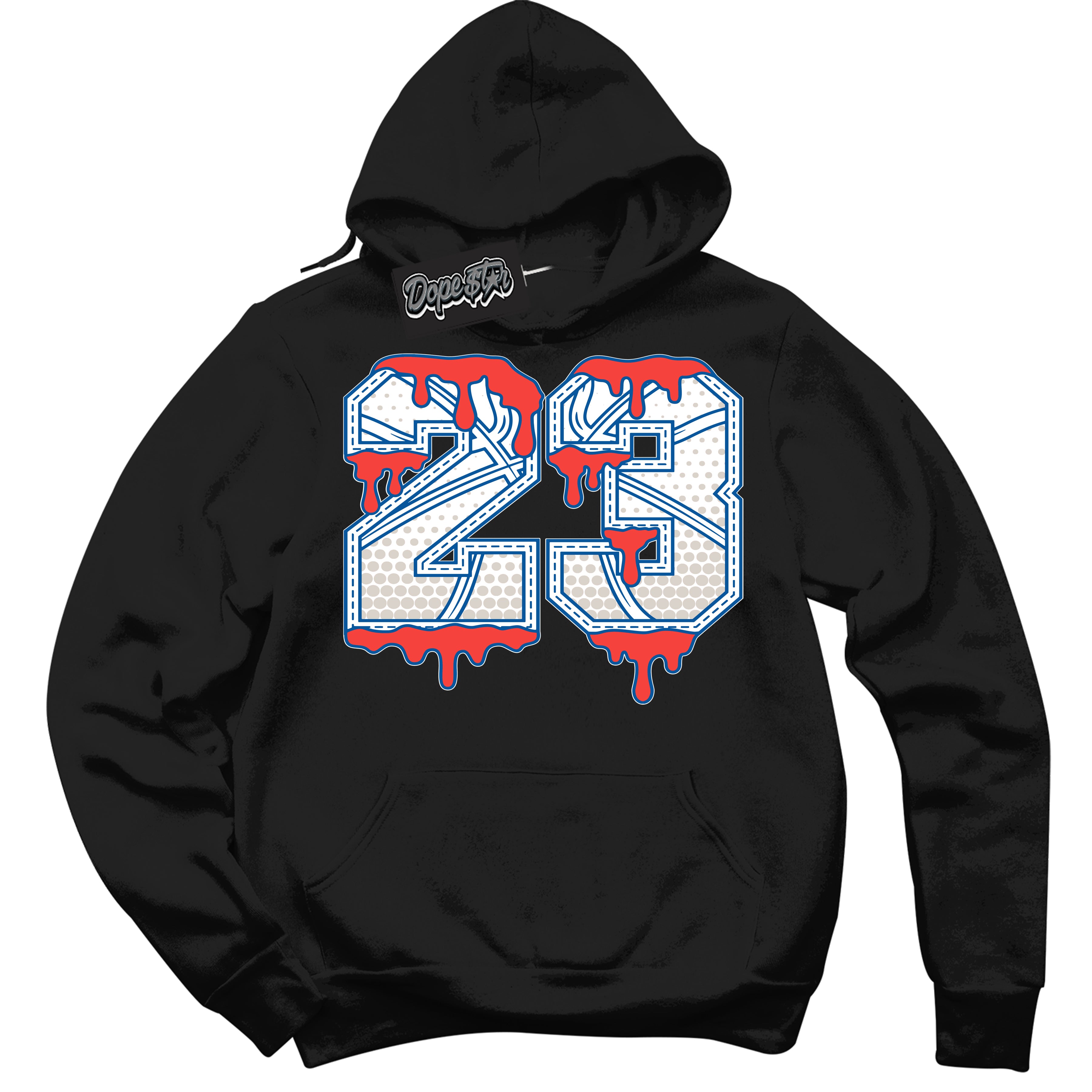 Cool Black Hoodie with “ 23 Ball '' design that Perfectly Matches Ultramarine 180s Sneakers.