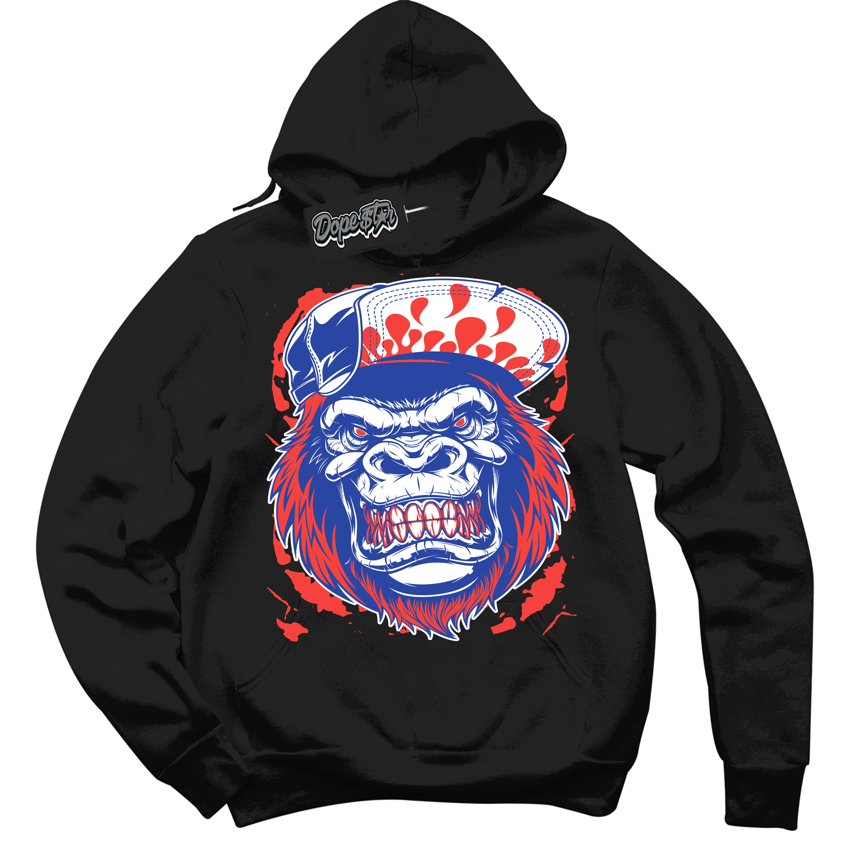 Cool Black Hoodie with “ Gorilla Beast '' design that Perfectly Matches Ultramarine 180s Sneakers.