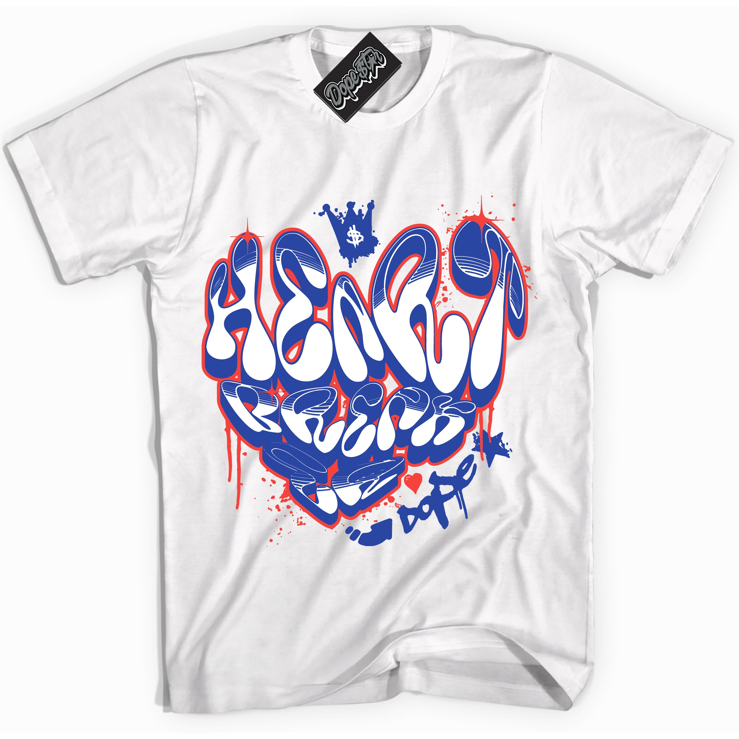 Cool White Shirt with “ Heartbreaker Graffiti ” design that perfectly matches Ultramarine 180s Sneakers.