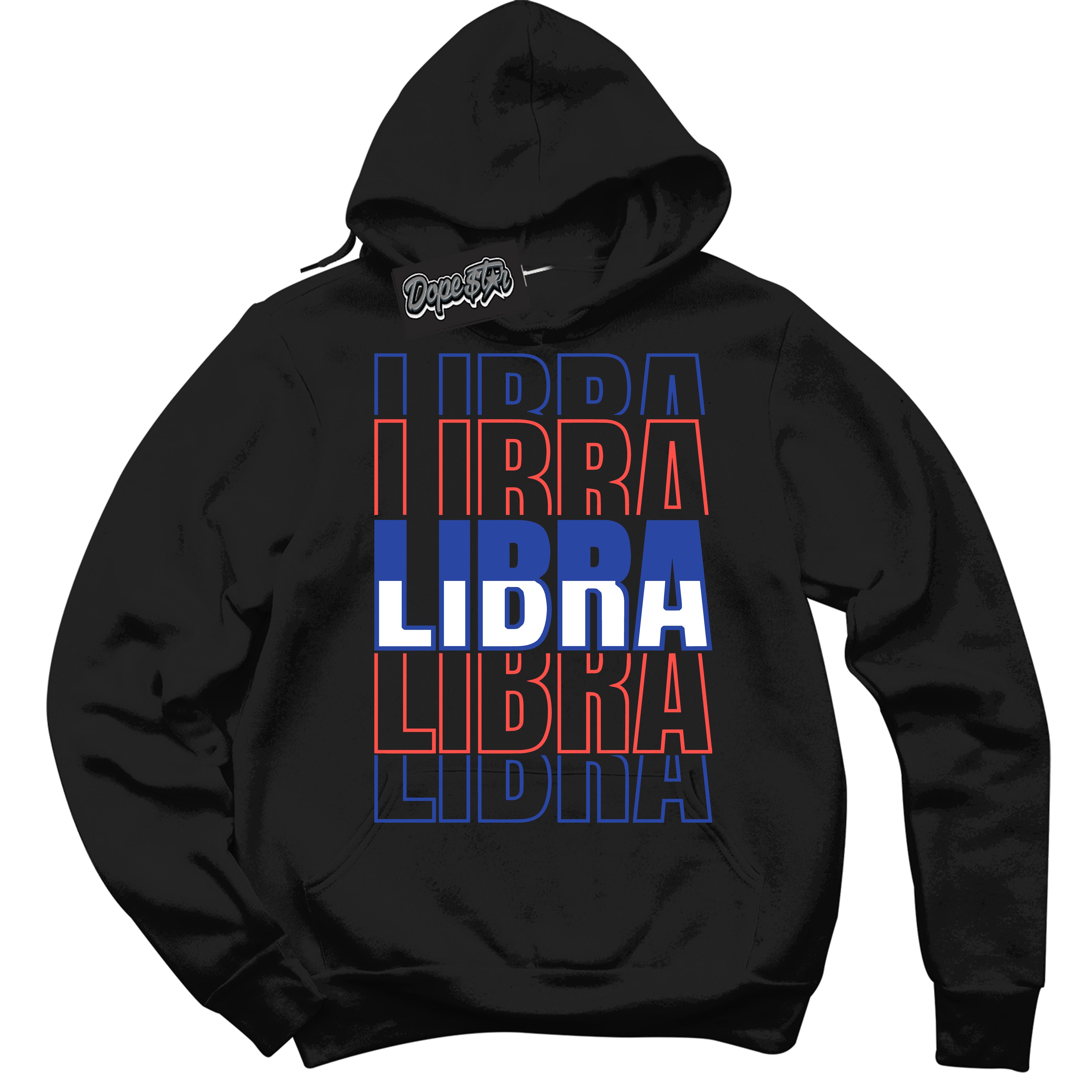 Cool Black Hoodie with “ Libra '' design that Perfectly Matches Ultramarine 180s Sneakers.