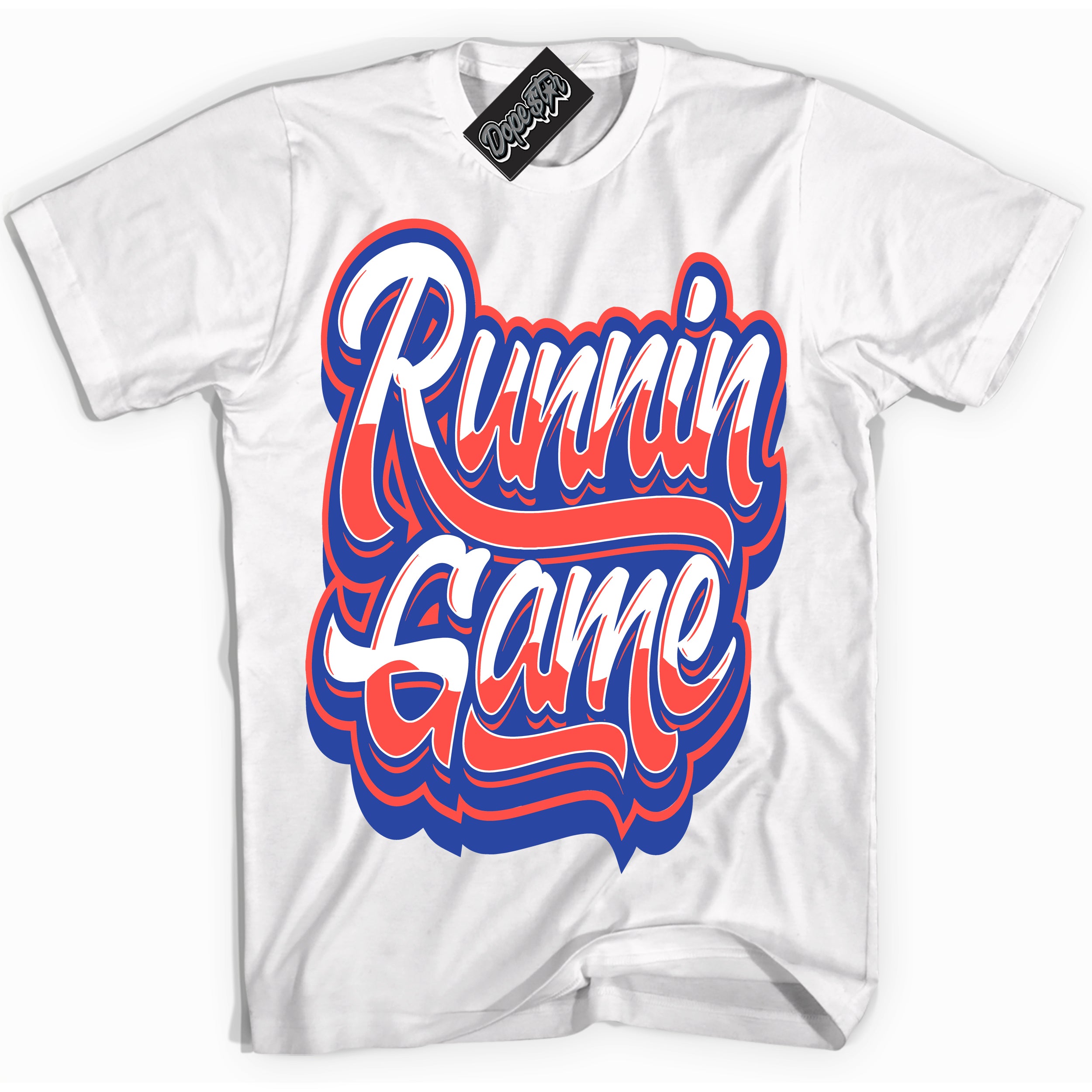 Cool White Shirt with “ Running Game ” design that perfectly matches Ultramarine 180s Sneakers.