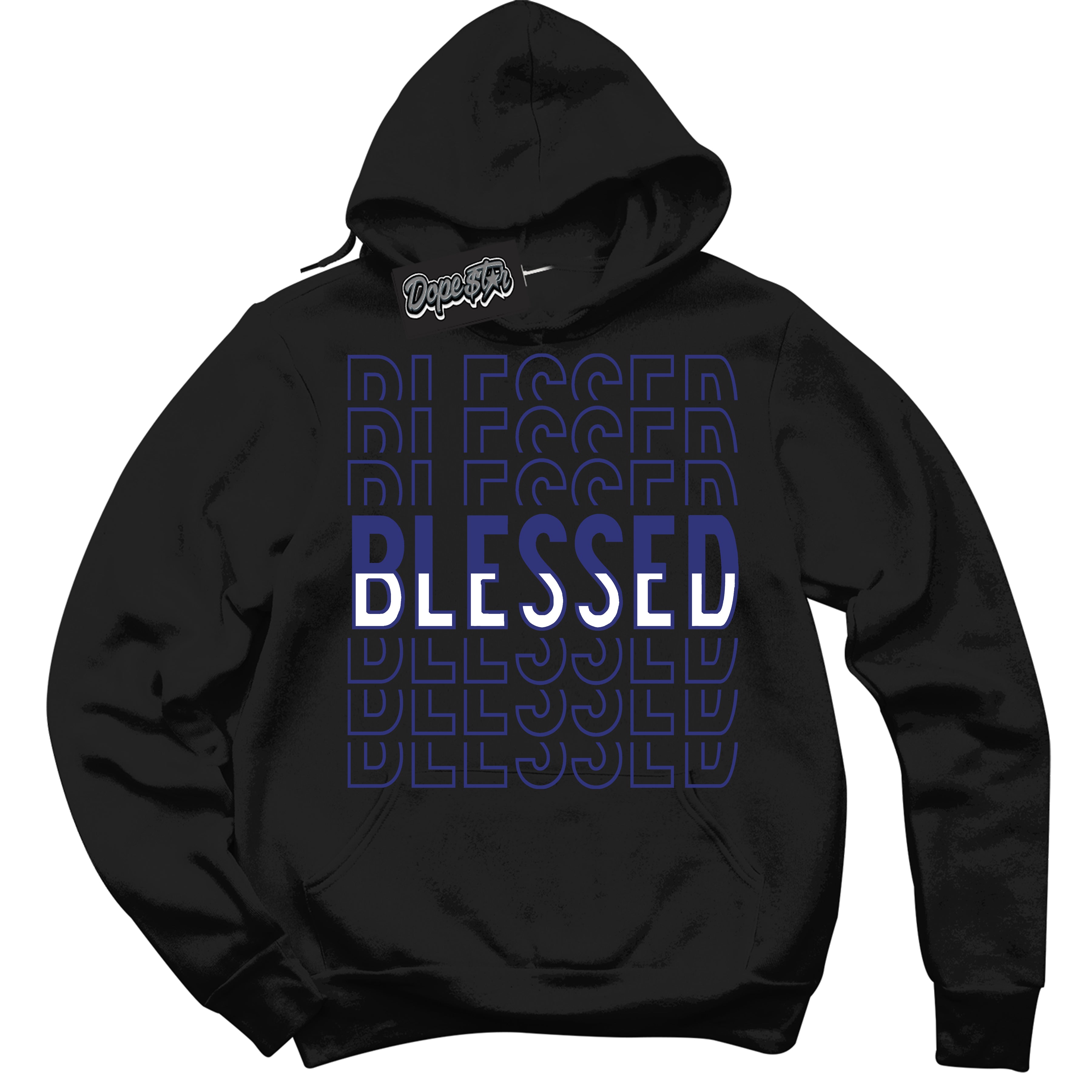 Cool Black Hoodie with “ Blessed Stacked ”  design that Perfectly Matches Concord Dunk.