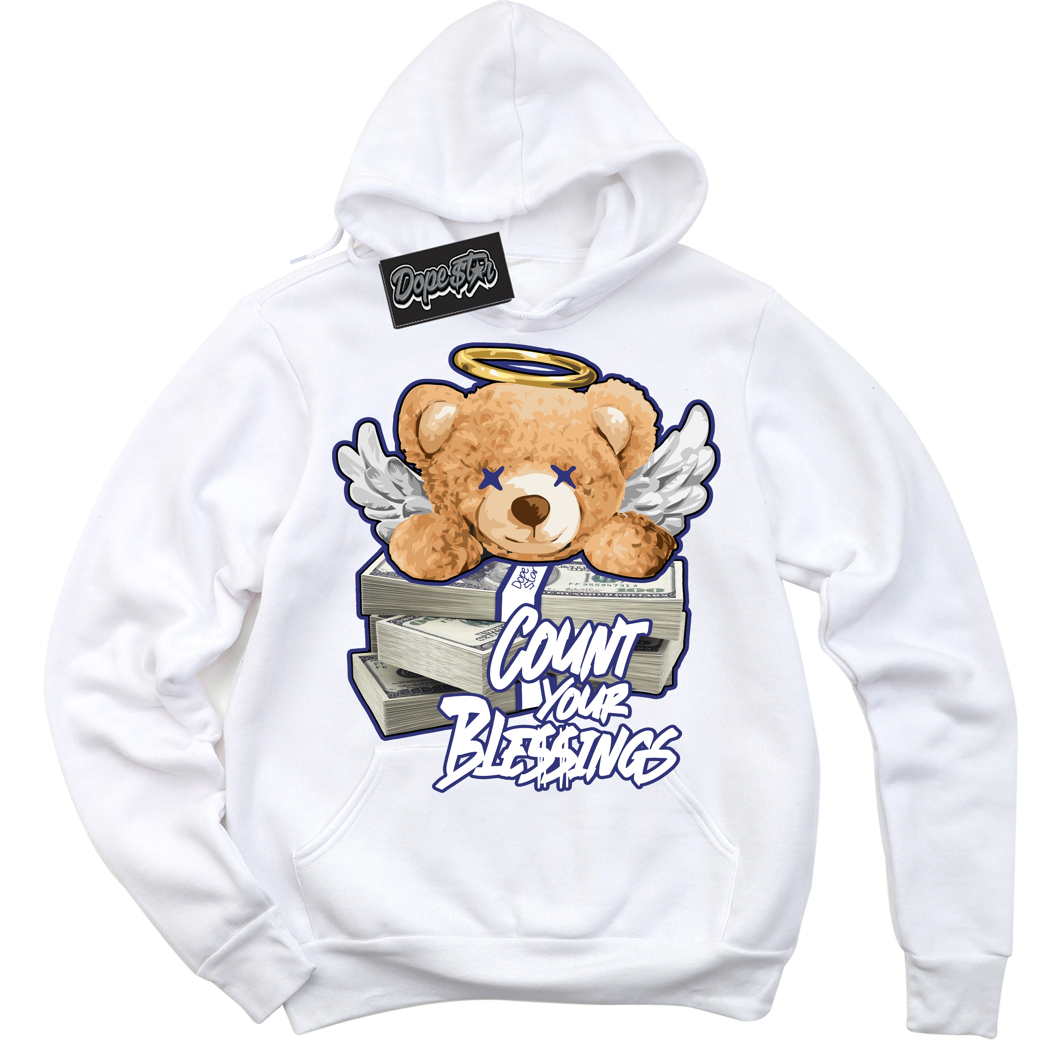 Cool White Hoodie with “ Count Your Blessings ”  design that Perfectly Matches Concord Dunk.