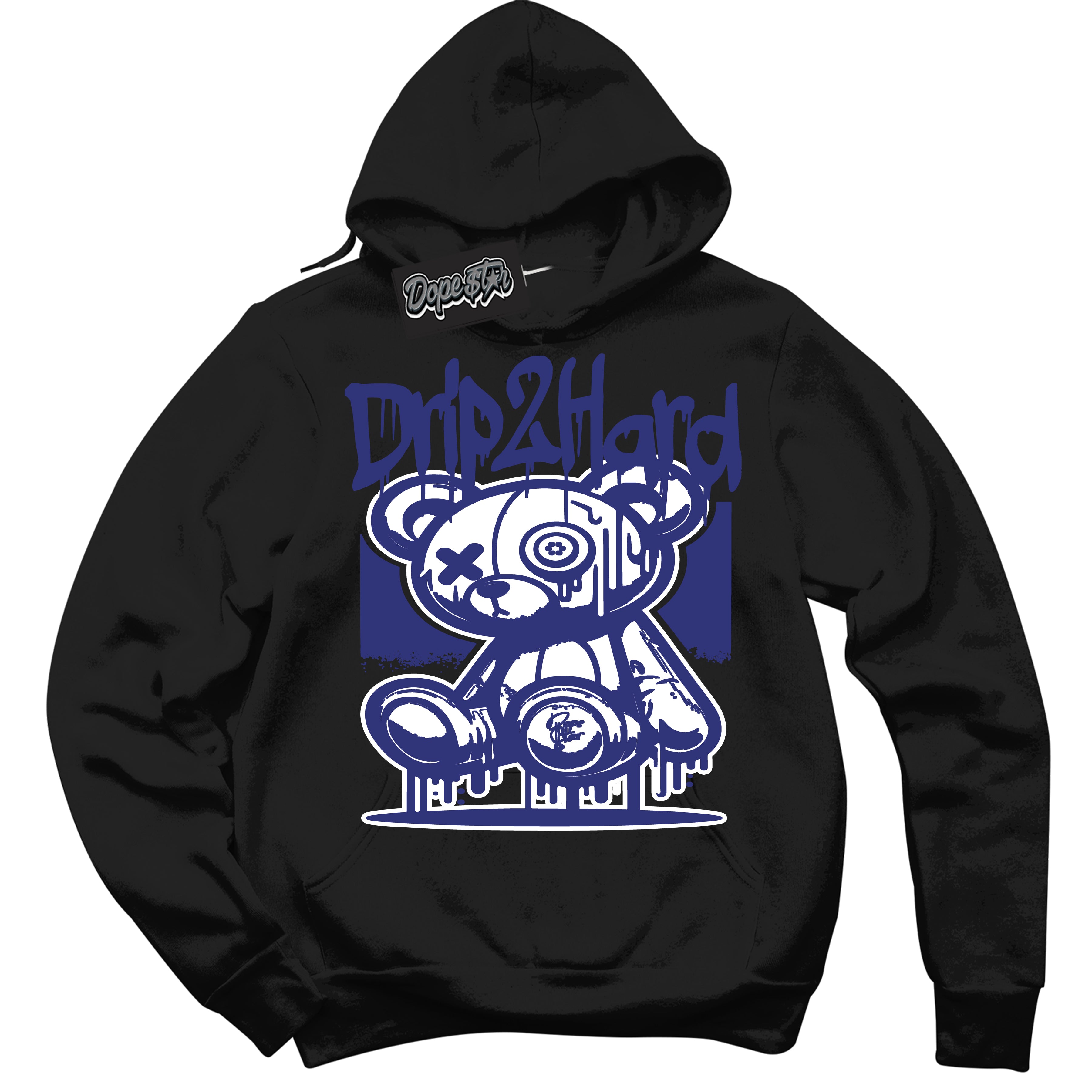 Cool Black Hoodie with “ Drip 2 Hard ”  design that Perfectly Matches Concord Dunk.