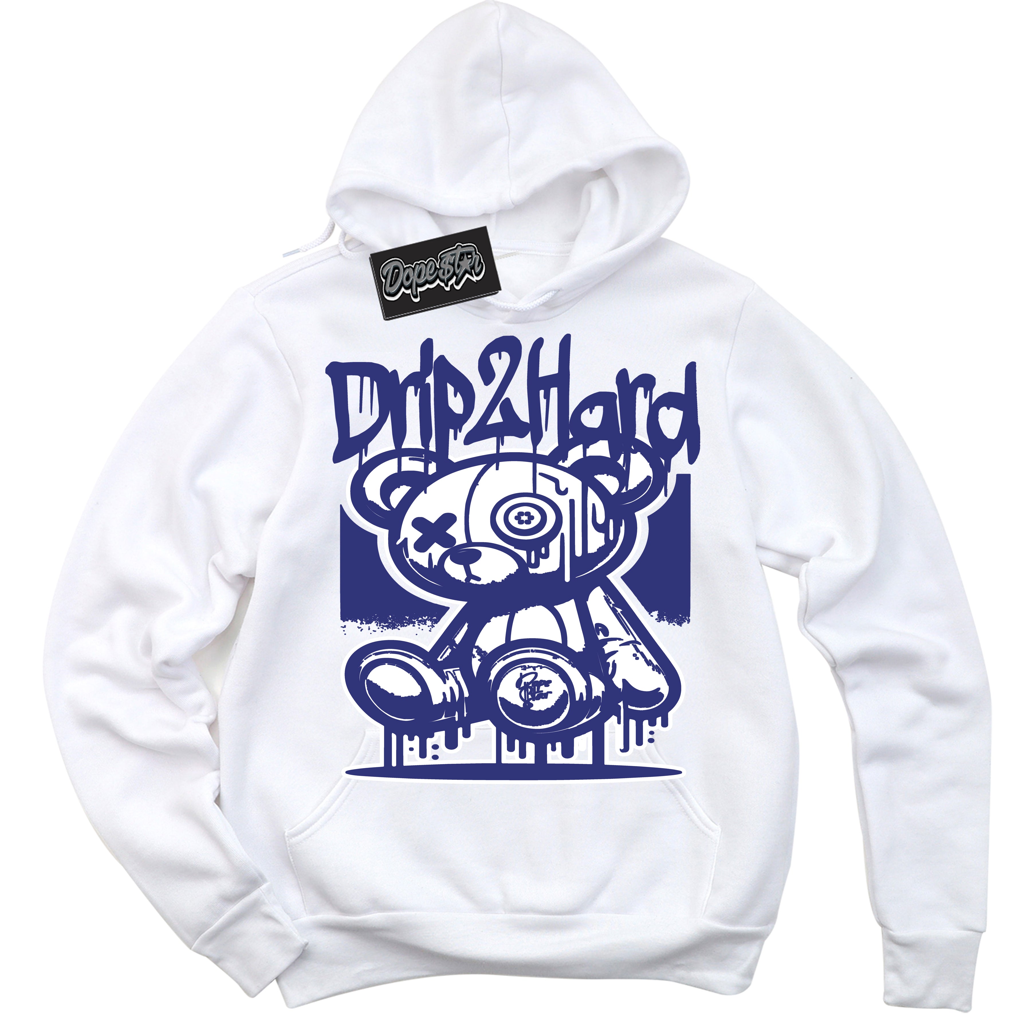Cool White Hoodie with “ Drip 2 Hard ”  design that Perfectly Matches Concord Dunk.