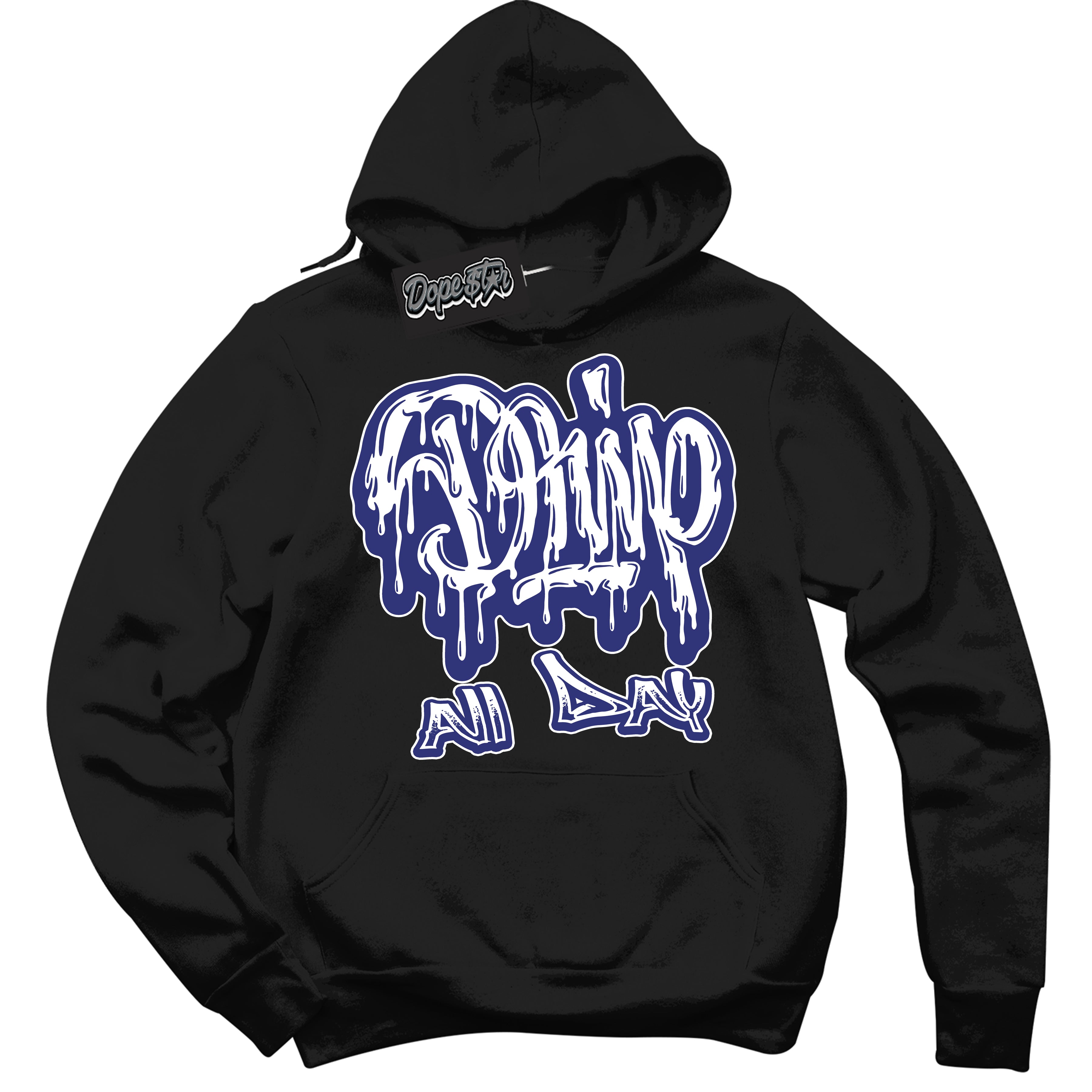 Cool Black Hoodie with “ Drip All Day ”  design that Perfectly Matches Concord Dunk.