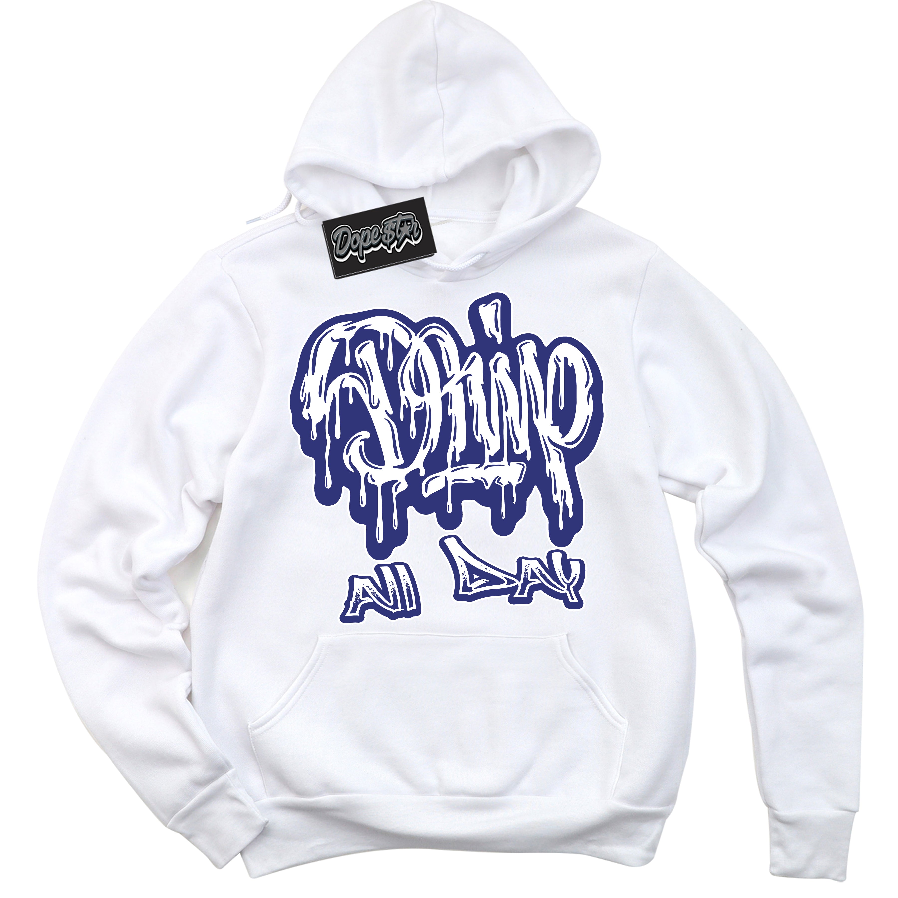 Cool White Hoodie with “ Drip All Day ”  design that Perfectly Matches Concord Dunk.