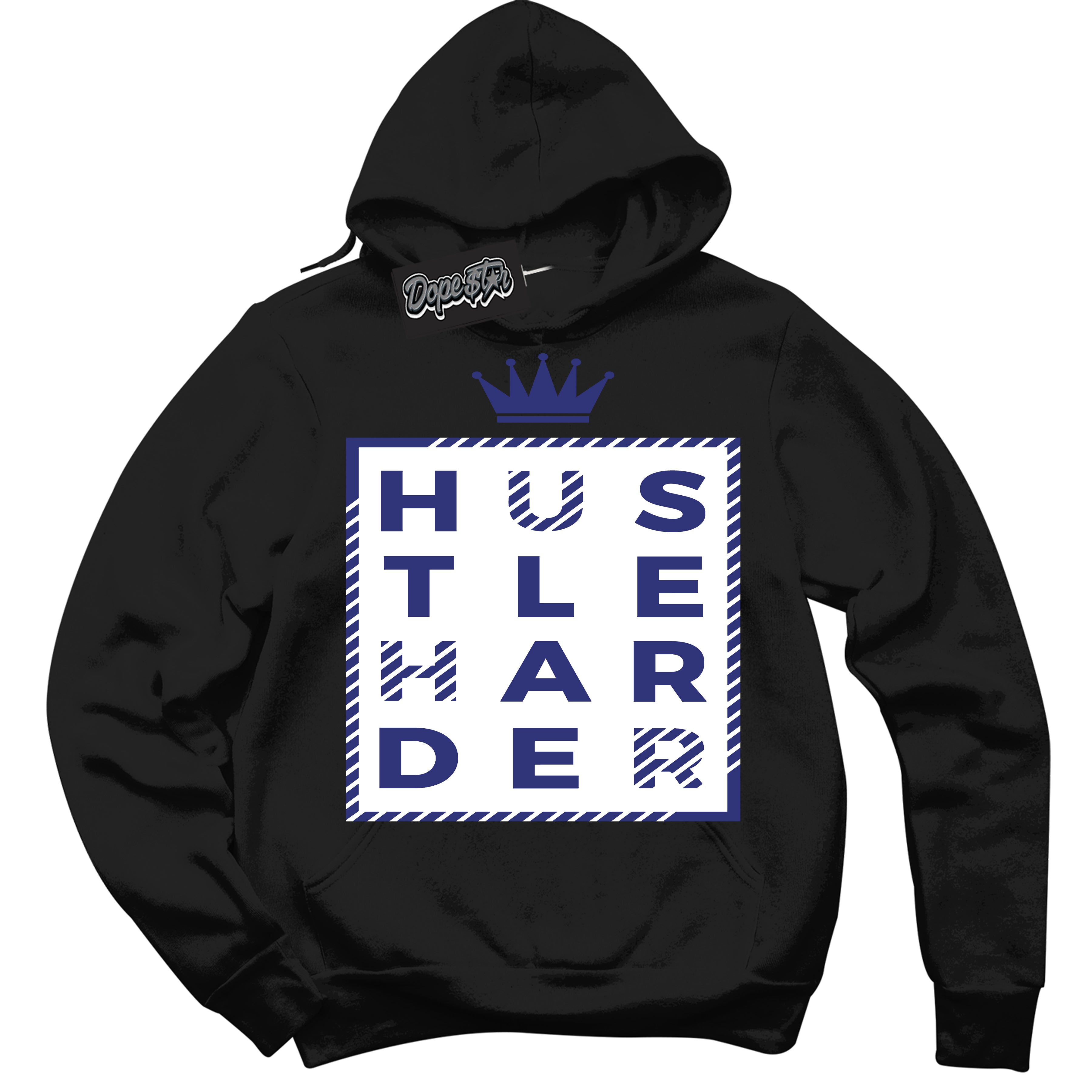 Cool Black Hoodie with “ Hustle Harder ”  design that Perfectly Matches Concord Dunk.
