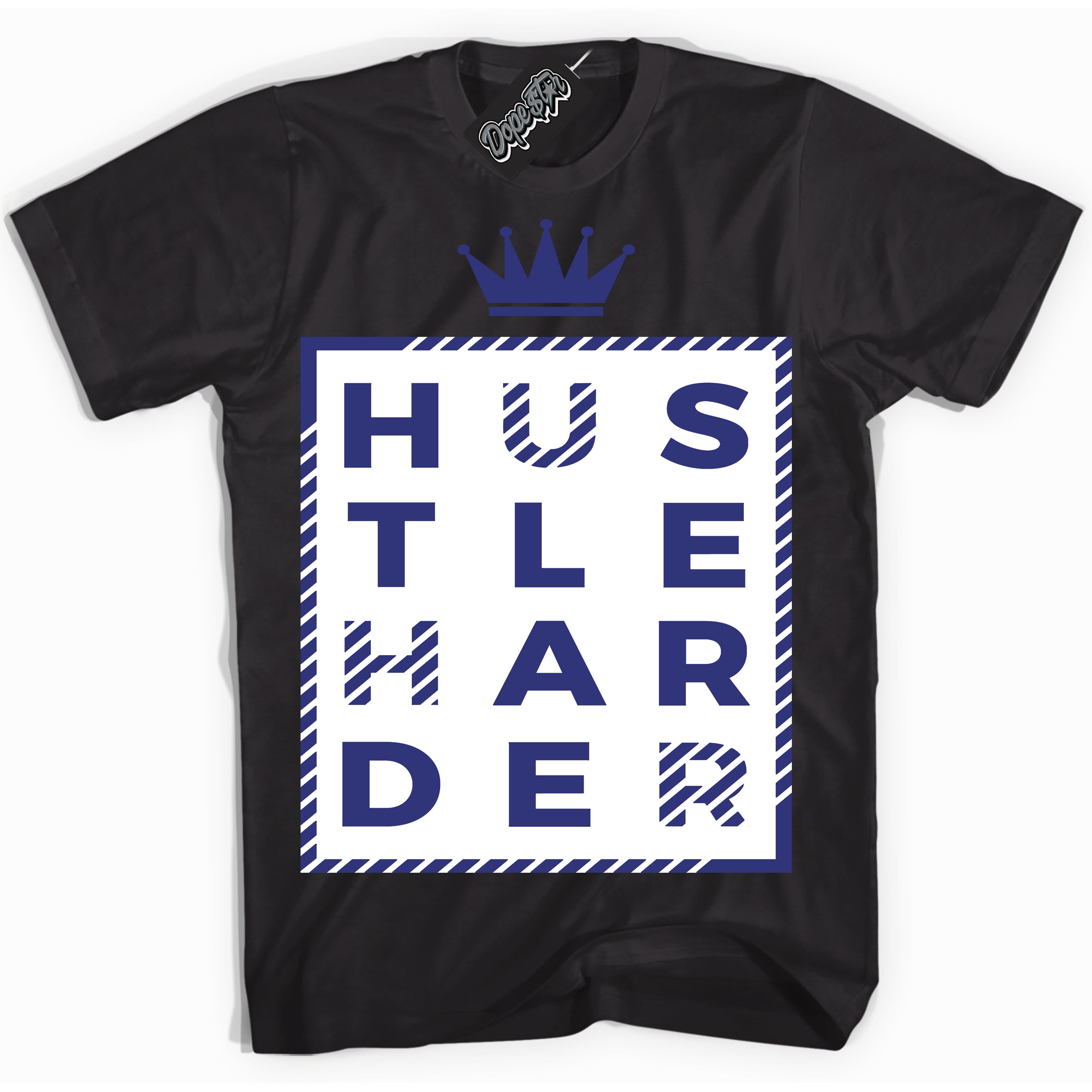 Cool Black Shirt with “ Hustle Harder ” design that perfectly matches Concord Dunk.