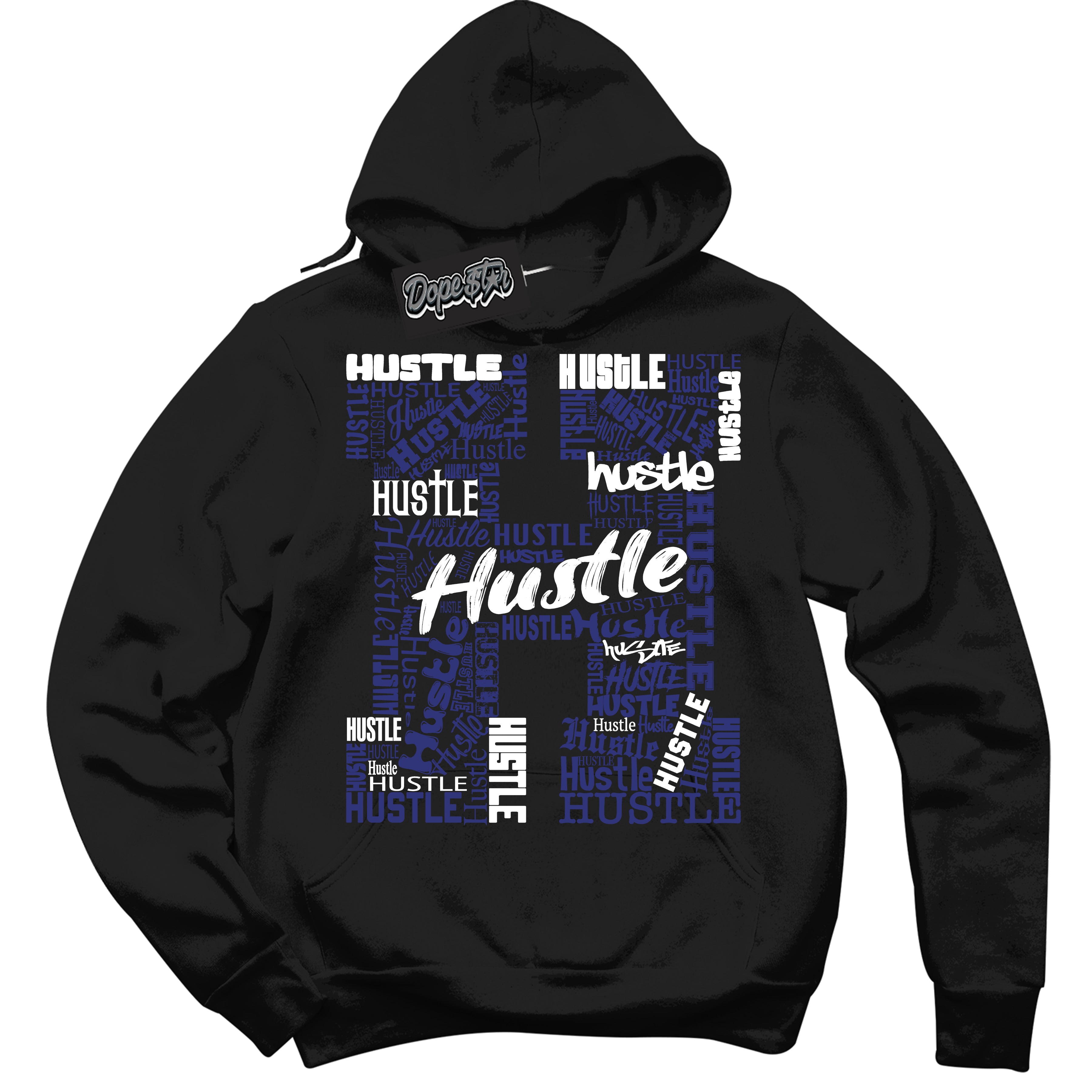 Cool Black Hoodie with “ Hustle H ”  design that Perfectly Matches Concord Dunk.