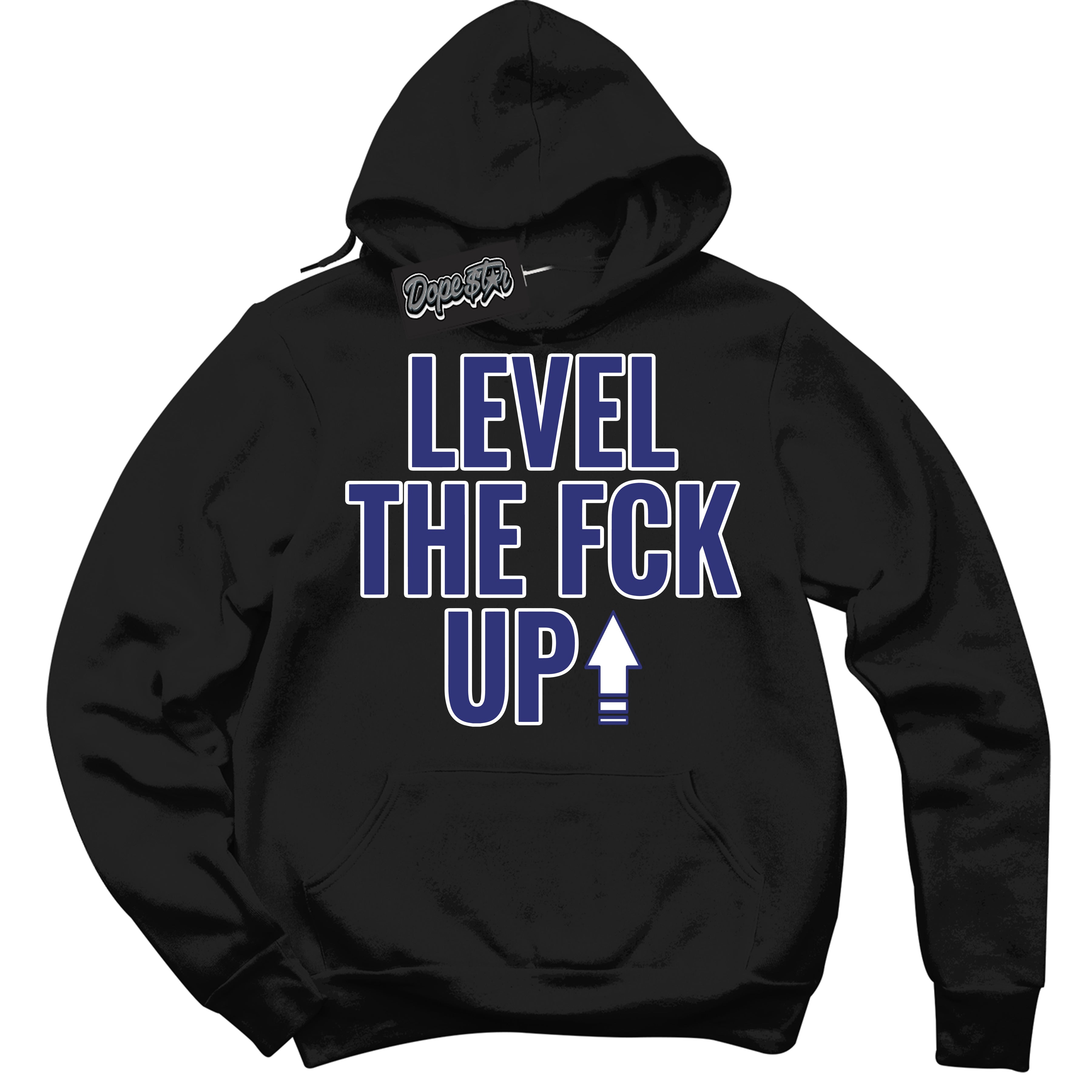Cool Black Hoodie with “ Level The Fck Up ”  design that Perfectly Matches Concord Dunk.
