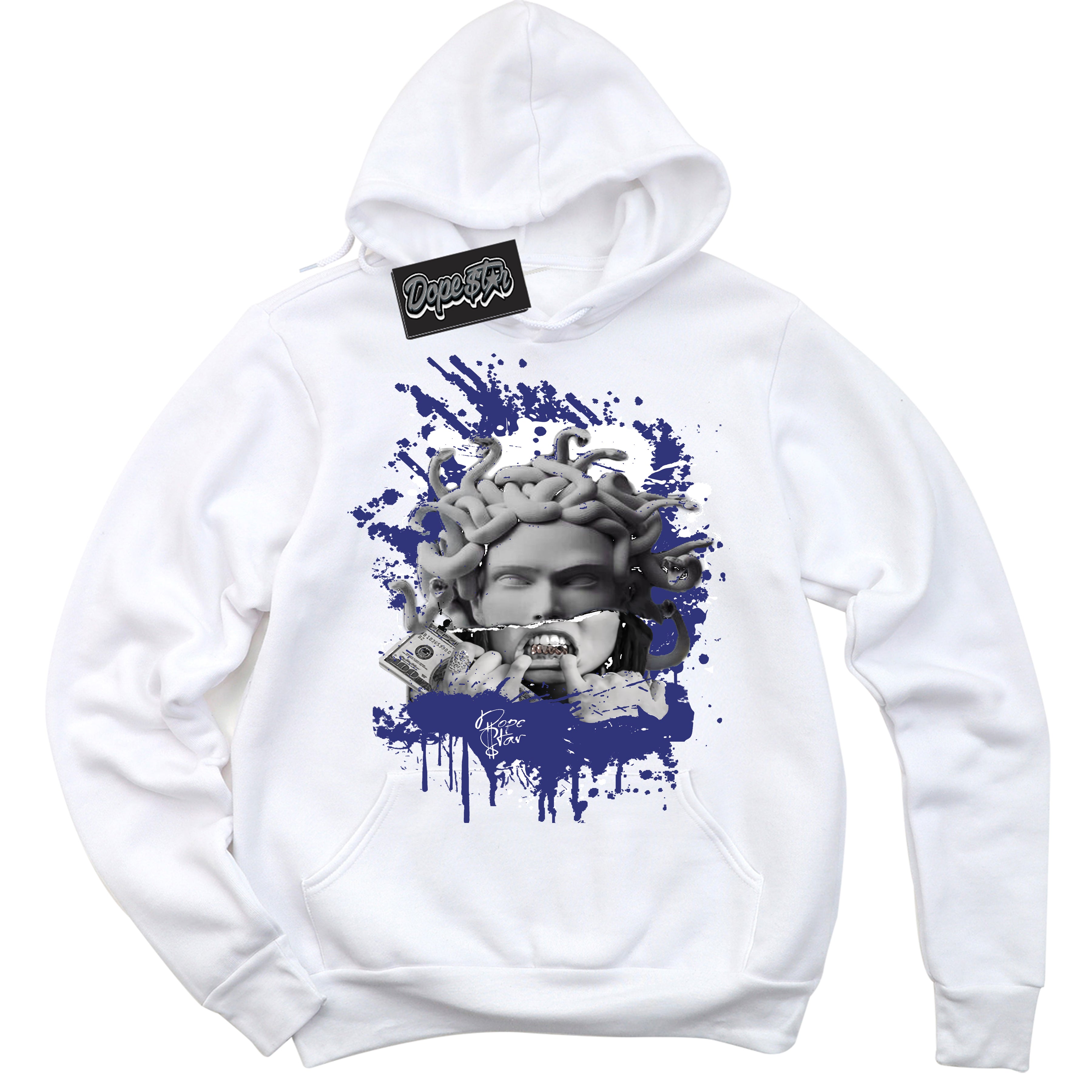 Cool White Hoodie with “ Medusa ”  design that Perfectly Matches Concord Dunk.