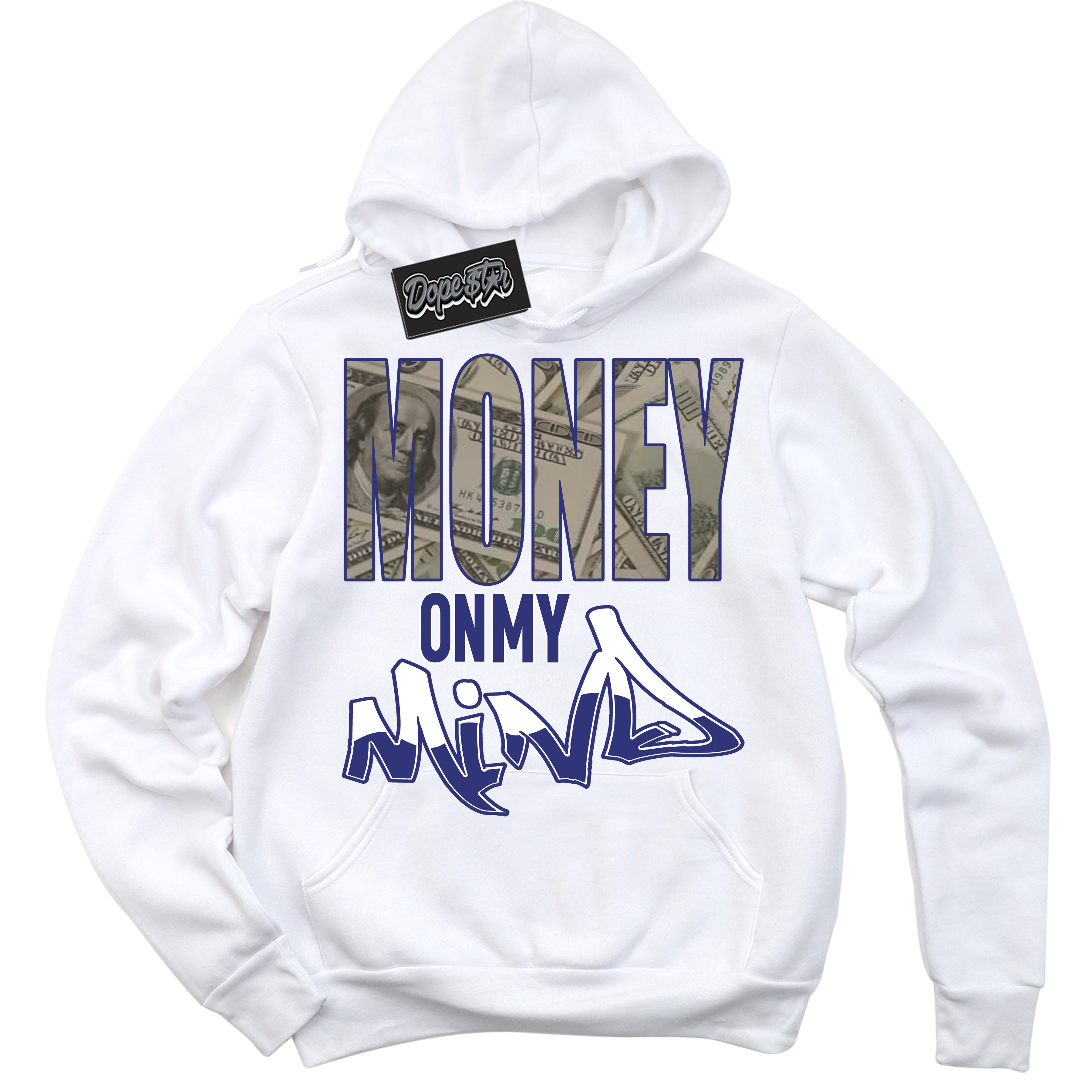 Cool White Hoodie with “ Money On My Mind ”  design that Perfectly Matches Concord Dunk.