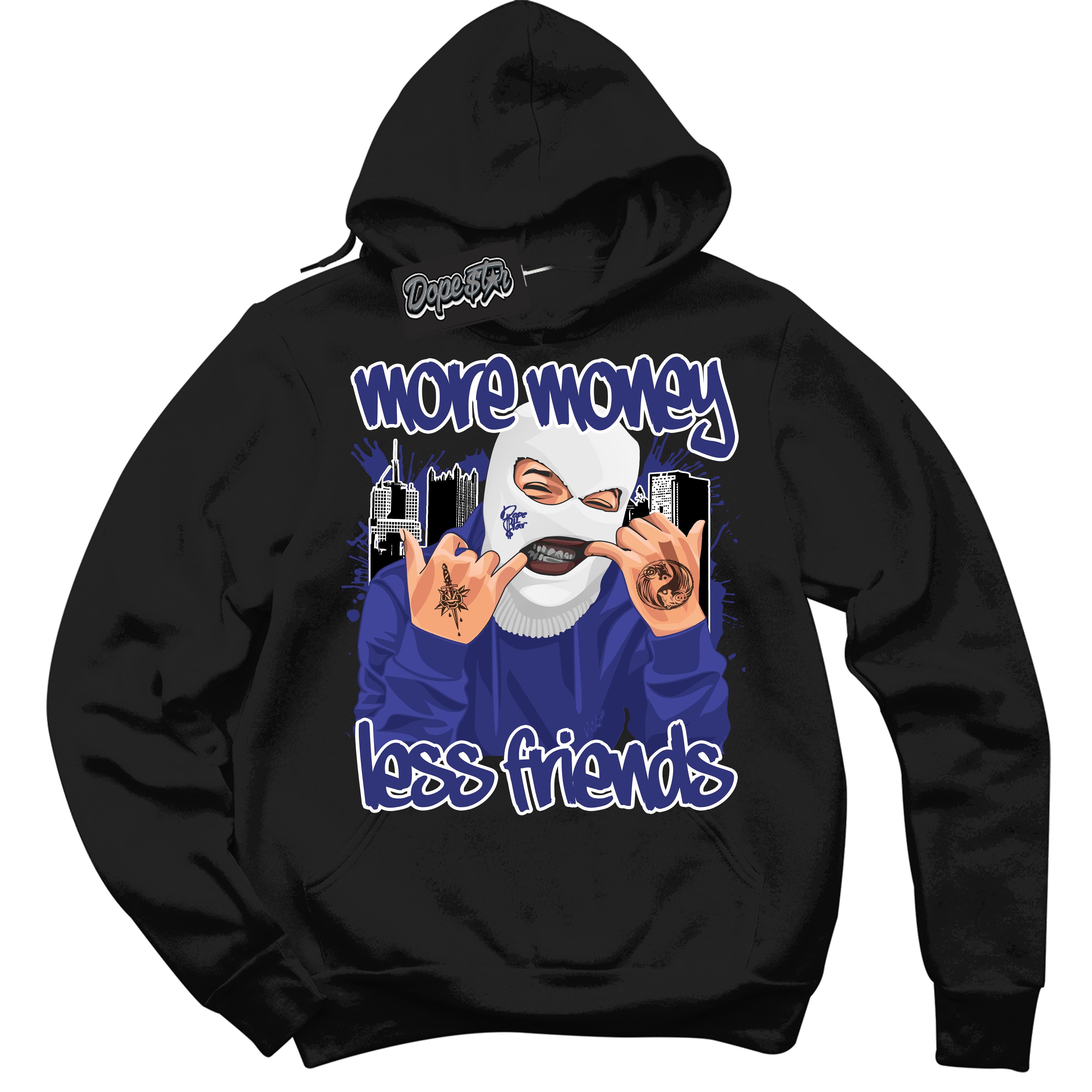 Cool Black Hoodie with “ More Money Less Friends ”  design that Perfectly Matches Concord Dunk.