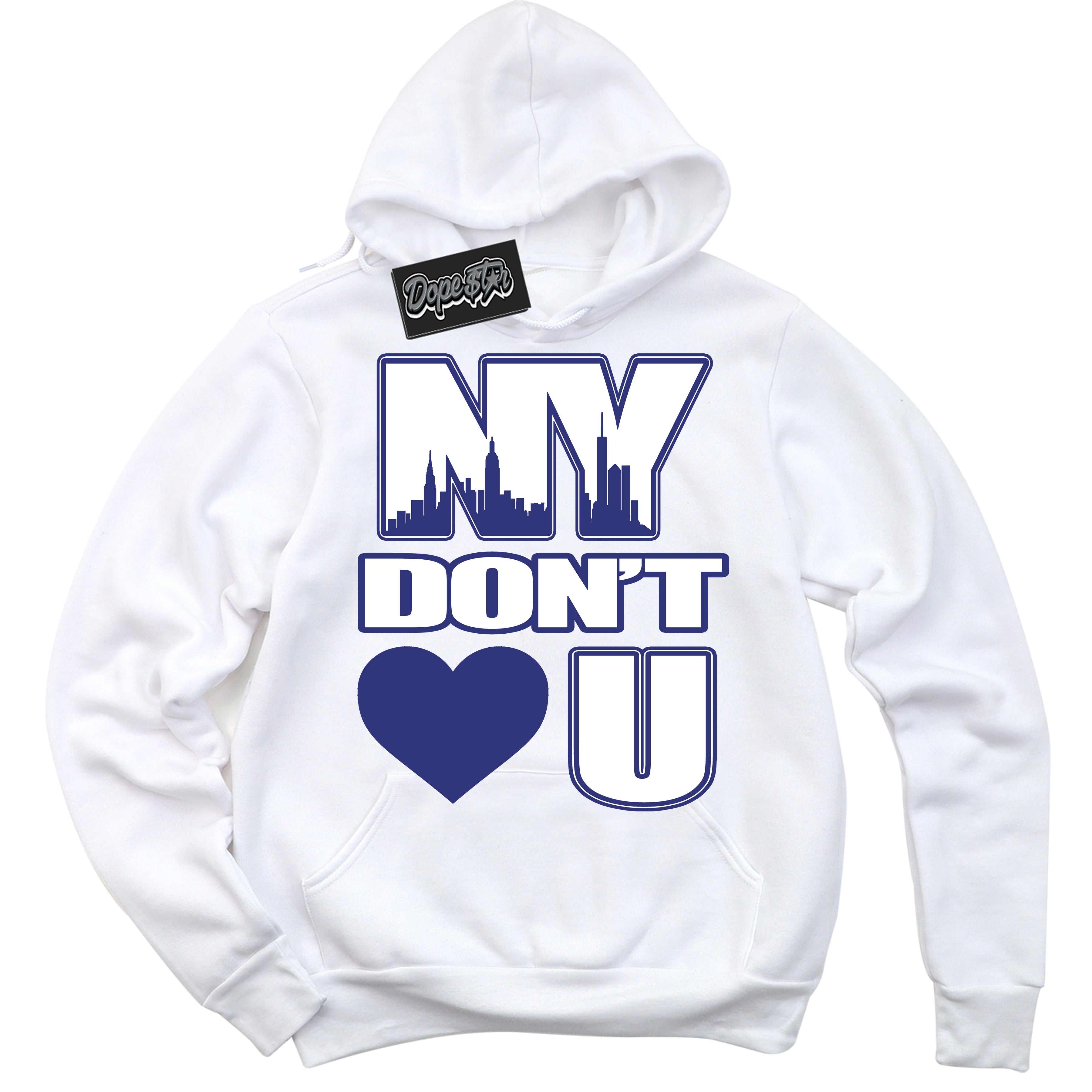 Cool White Hoodie with “ NY Don't Love You ”  design that Perfectly Matches Concord Dunk.