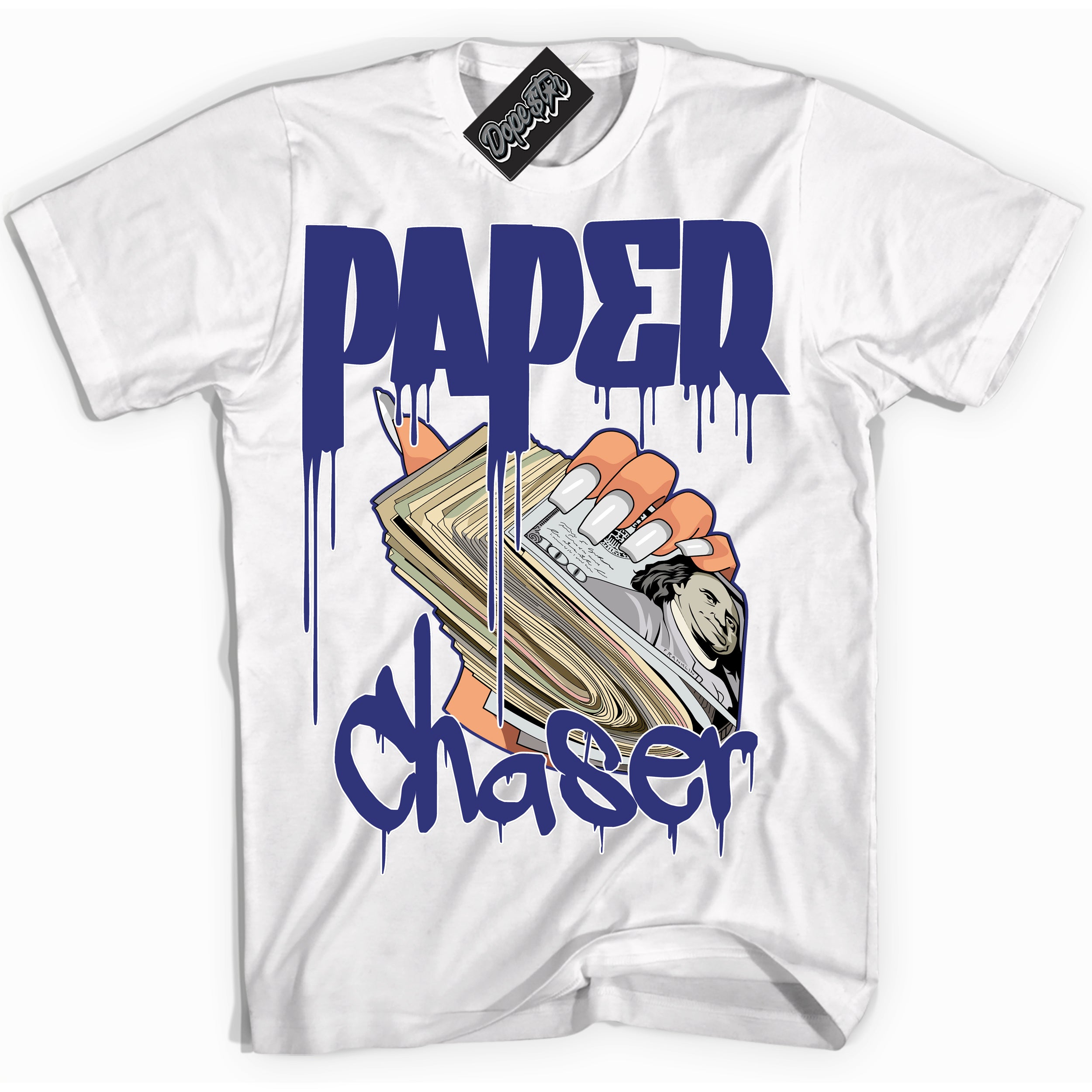 Cool White Shirt with “ Paper Chaser ” design that perfectly matches Concord Dunk.