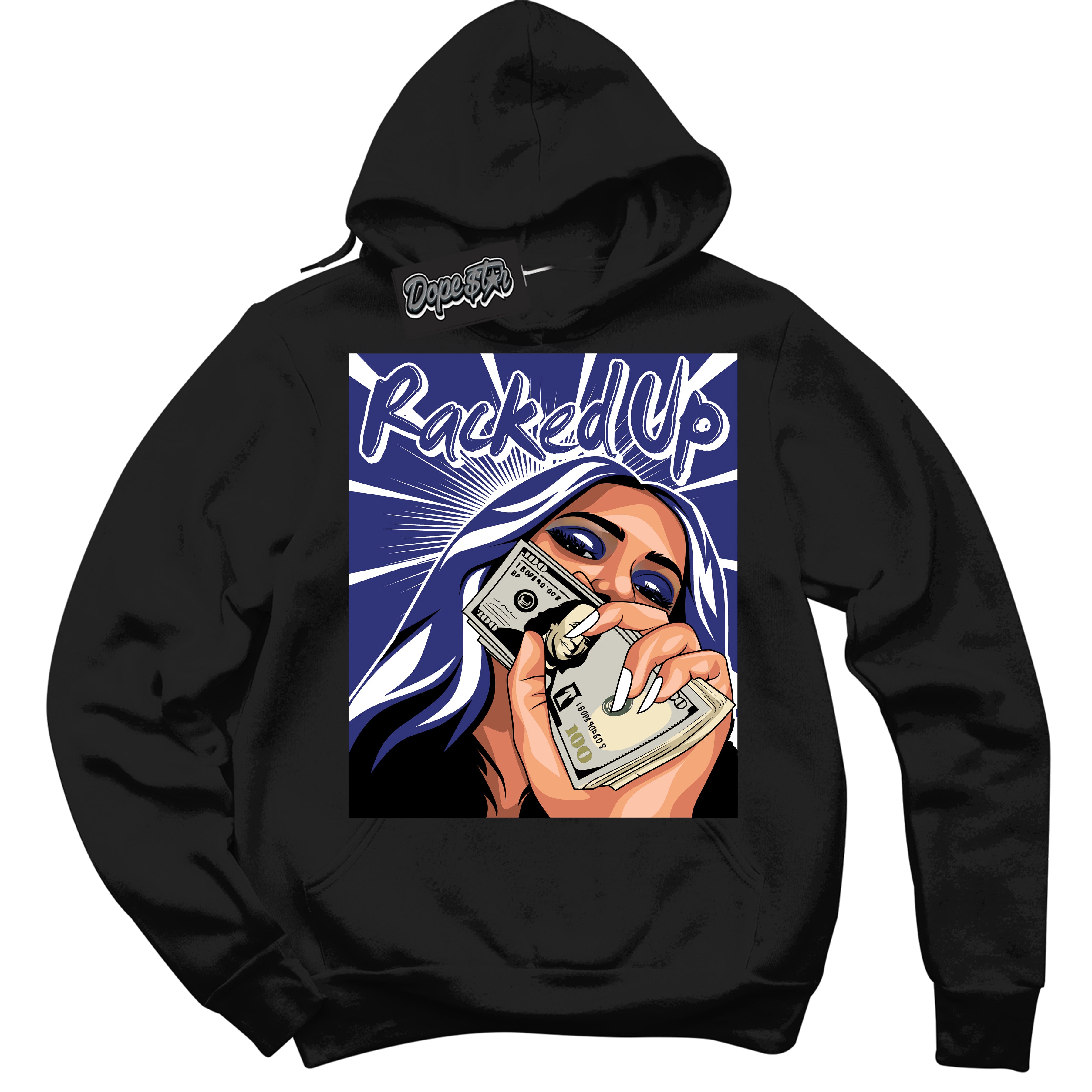 Cool Black Hoodie with “ Racked Up ”  design that Perfectly Matches Concord Dunk.