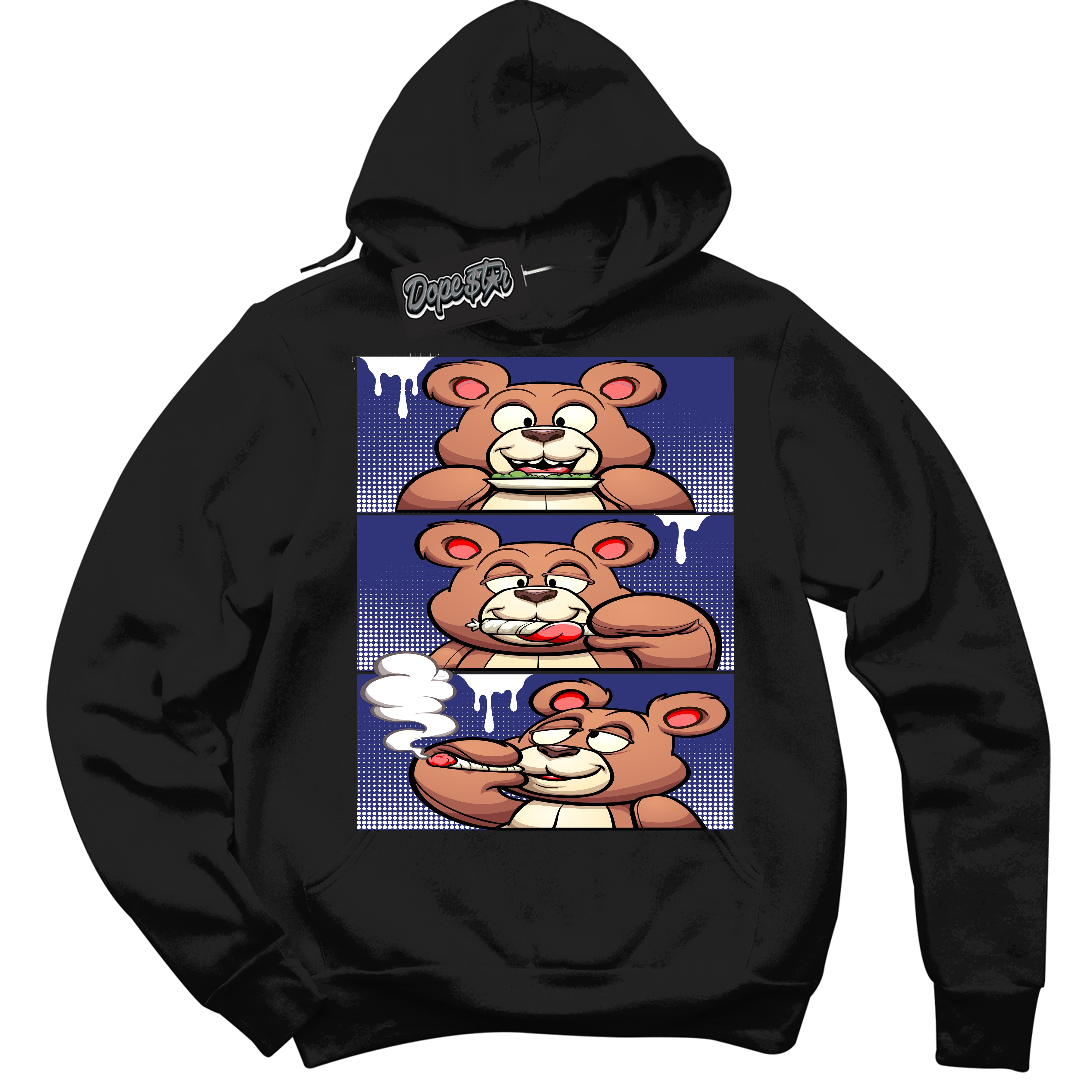 Cool Black Hoodie with “ Roll It Lick It Smoke It Bear ”  design that Perfectly Matches Concord Dunk.
